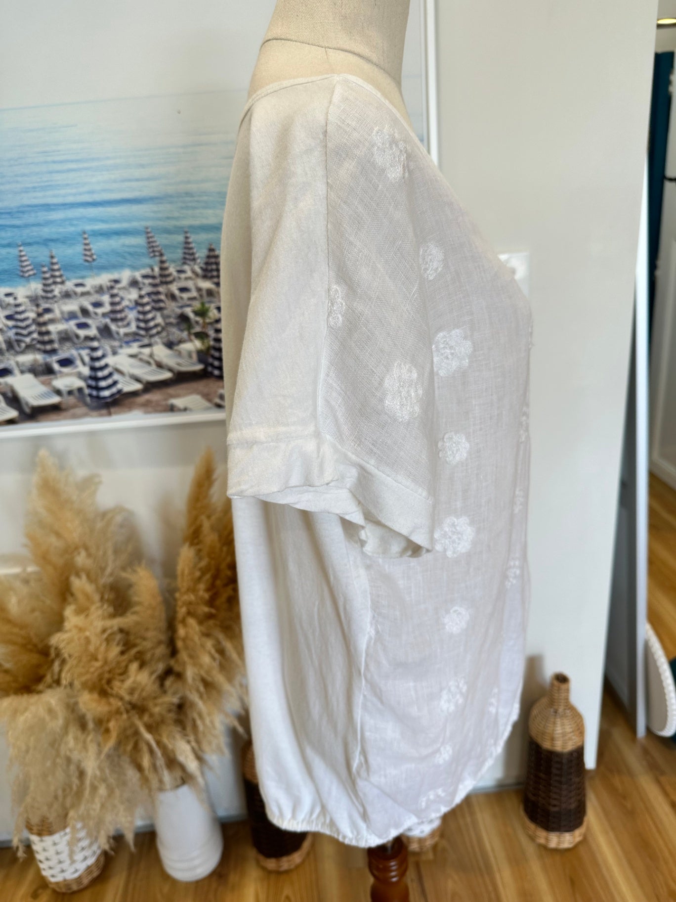 Adele Altman - Linen Blouse - Medium / Large White