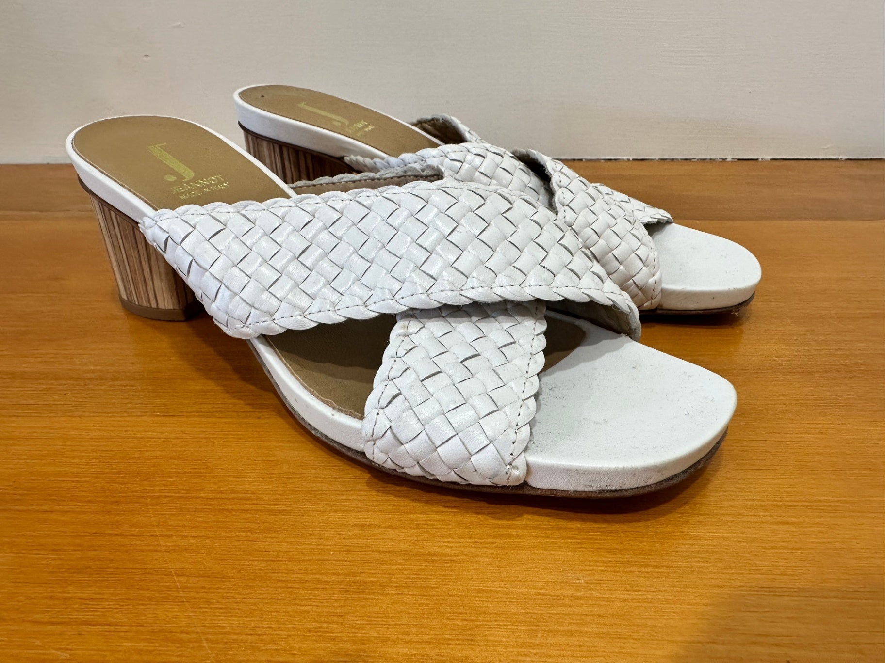 Jeannot - Made in Italy - White woven leather heels - Size EU 39