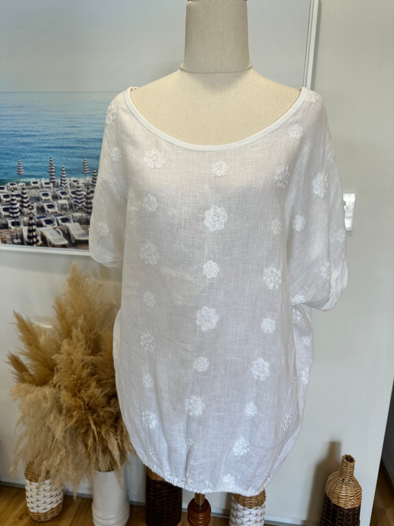 Adele Altman - Linen Blouse - Medium / Large White