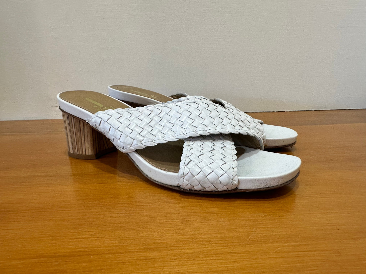 Jeannot - Made in Italy - White woven leather heels - Size EU 39