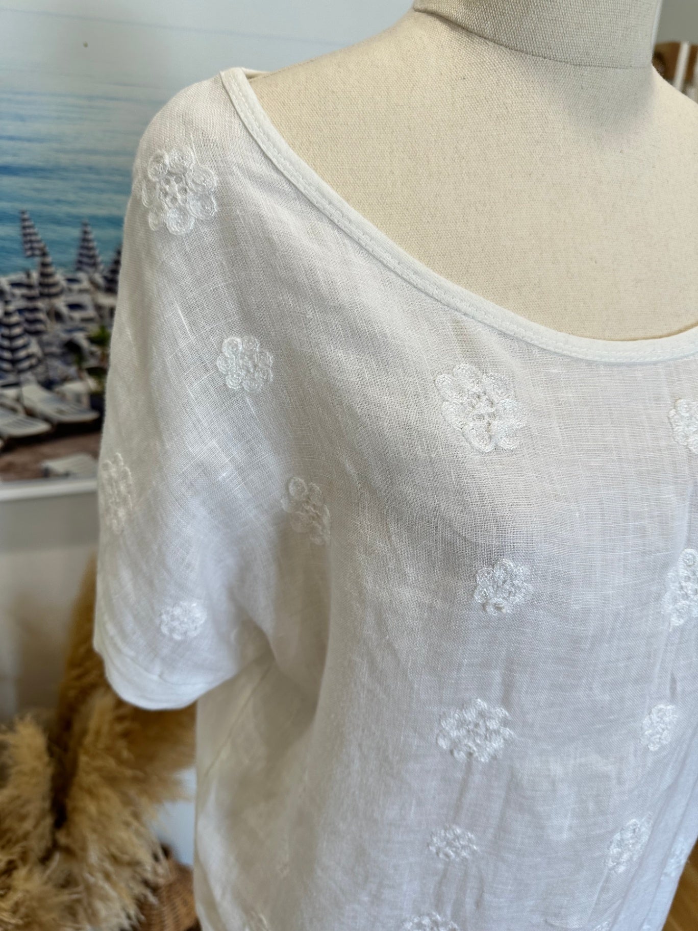 Adele Altman - Linen Blouse - Medium / Large White