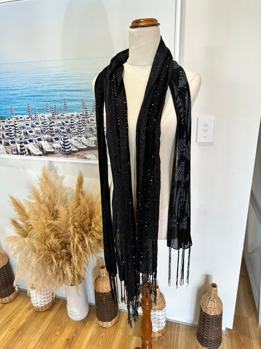 Duo (x2) Black and Silver Scarf Set