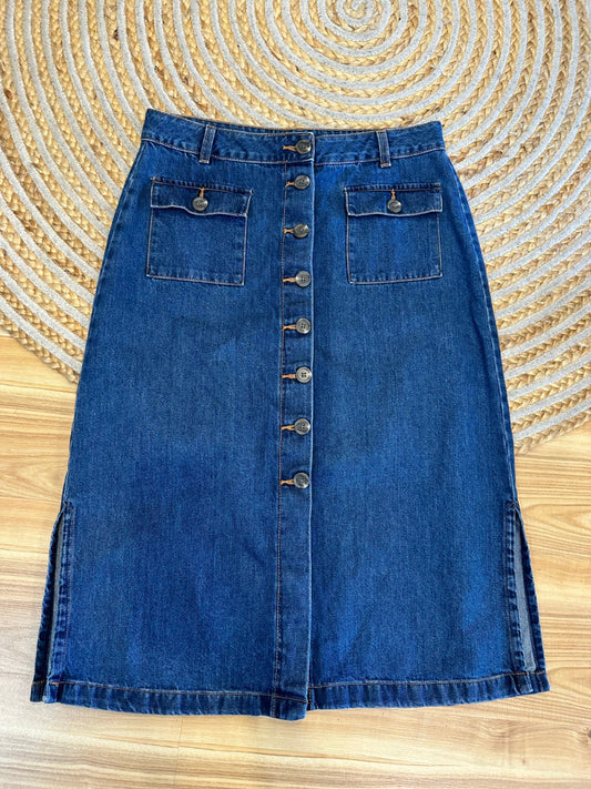 Denim Midi Skirt - Size 12 - Blue