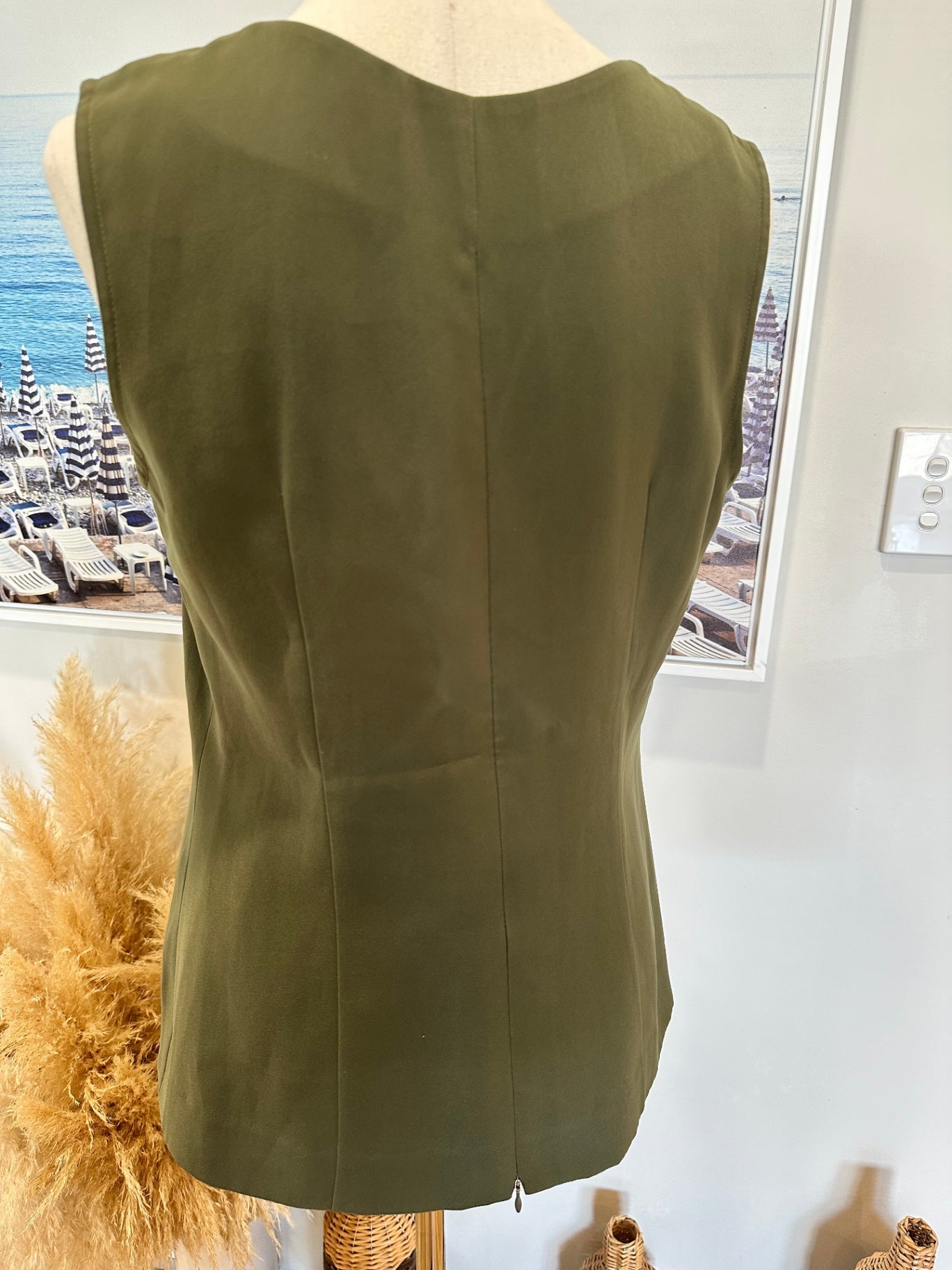 Sleeveless Blouse - Medium / Large - Olive Green