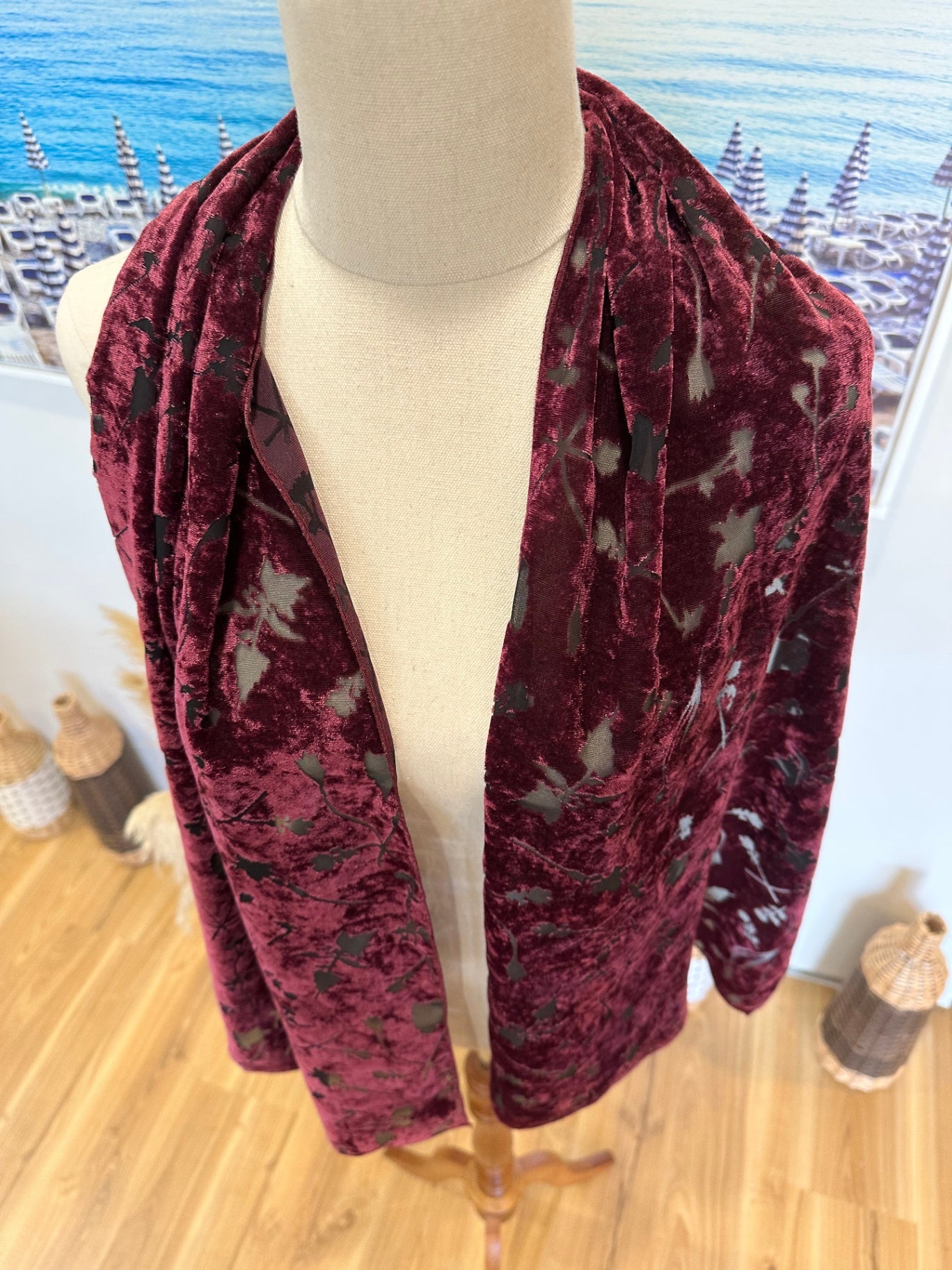 Burgundy Velvet Scarf