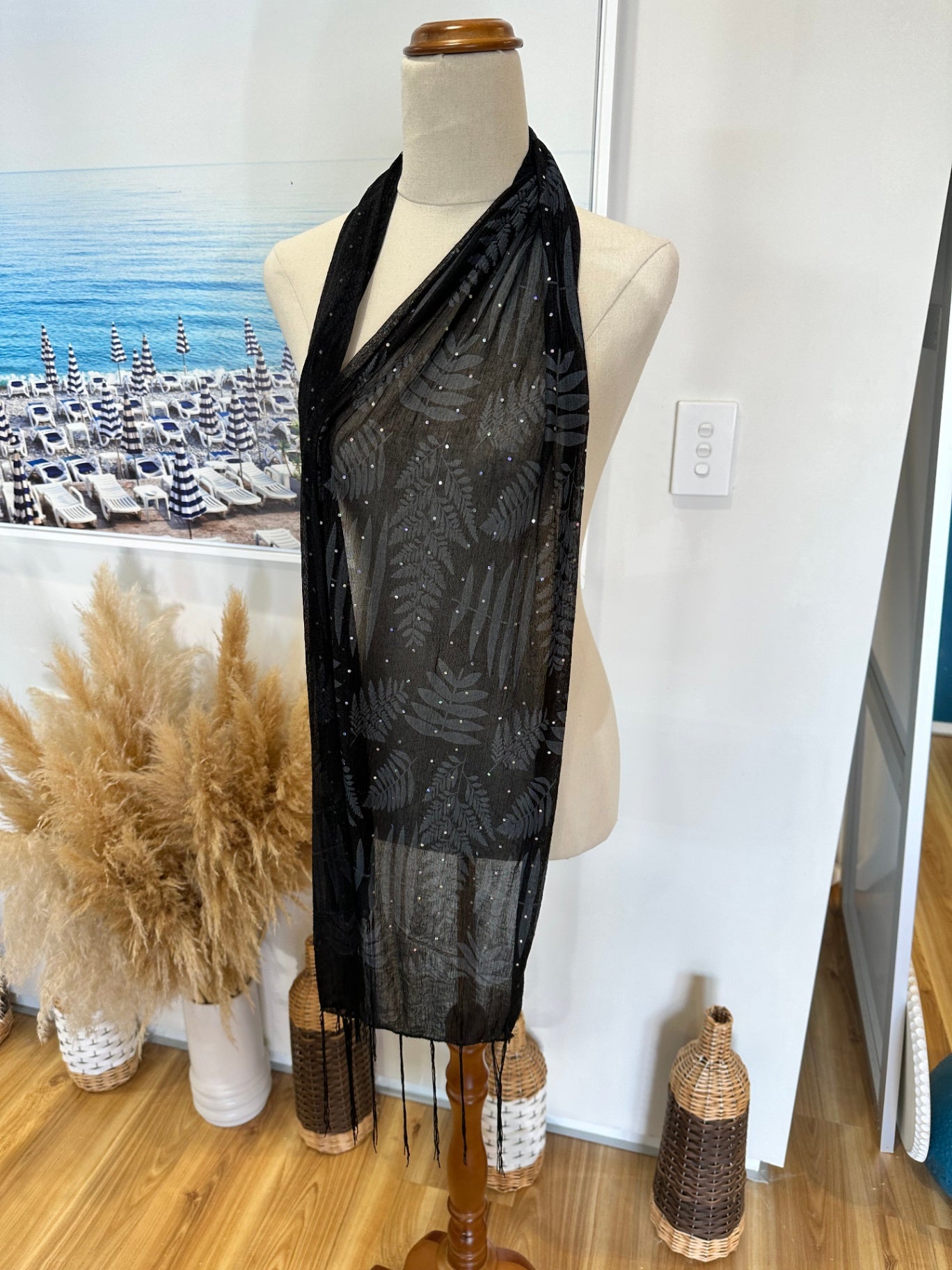 Duo (x2) Black and Silver Scarf Set