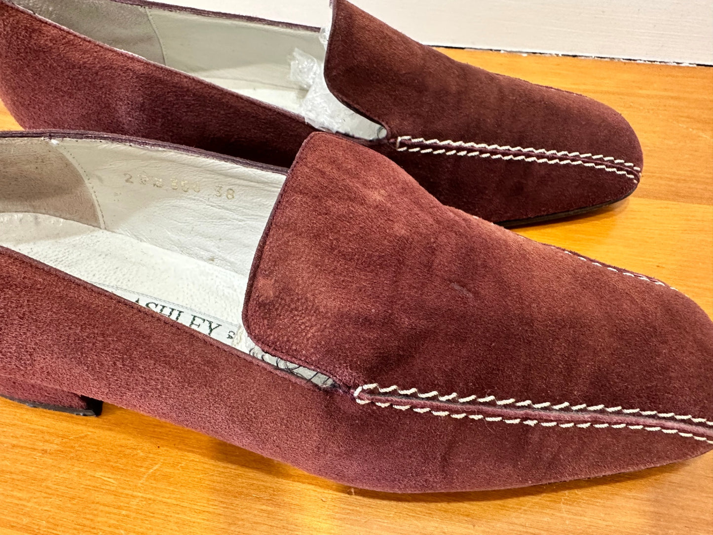 Laura Ashley - Suede Loafers - Size EU 38 - Burgundy [Some wear including water staining]
