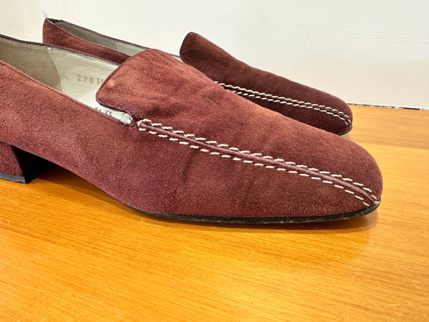 Laura Ashley - Suede Loafers - Size EU 38 - Burgundy [Some wear including water staining]