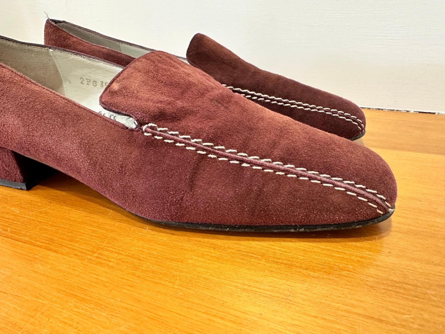 Laura Ashley - Suede Loafers - Size EU 38 - Burgundy [Some wear including water staining]