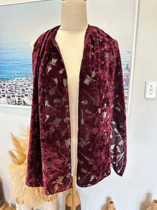 Burgundy Velvet Scarf