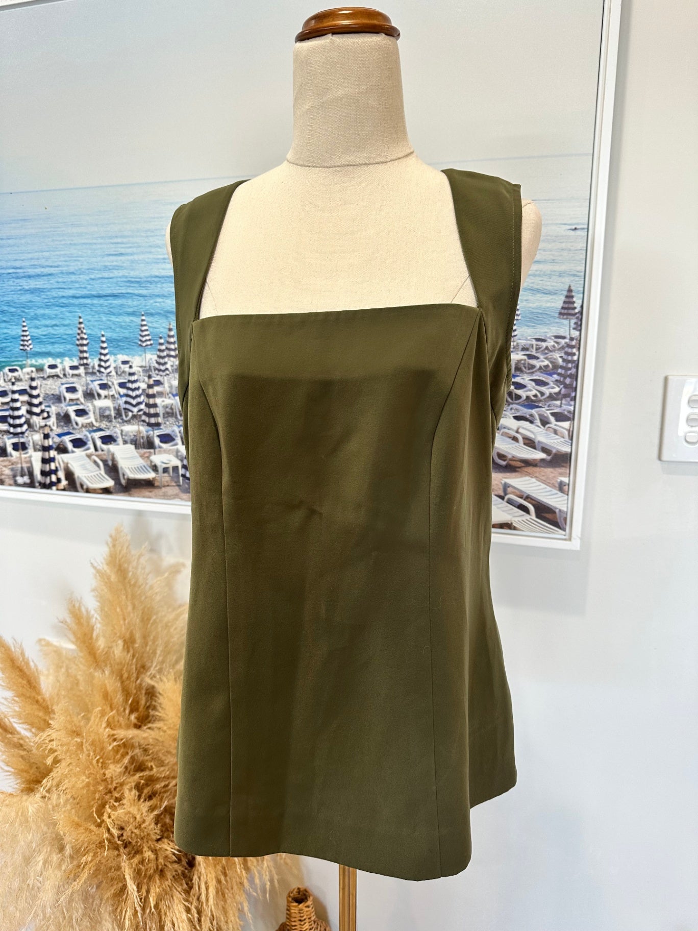 Sleeveless Blouse - Medium / Large - Olive Green