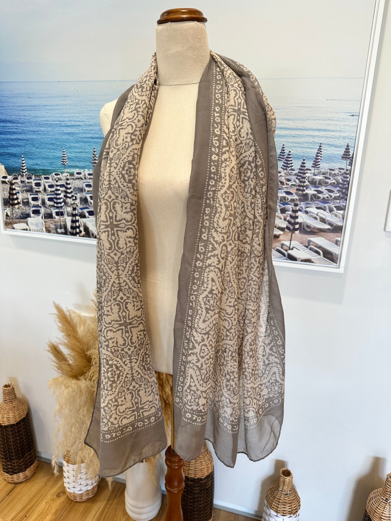 Scarf - Beige and Grey