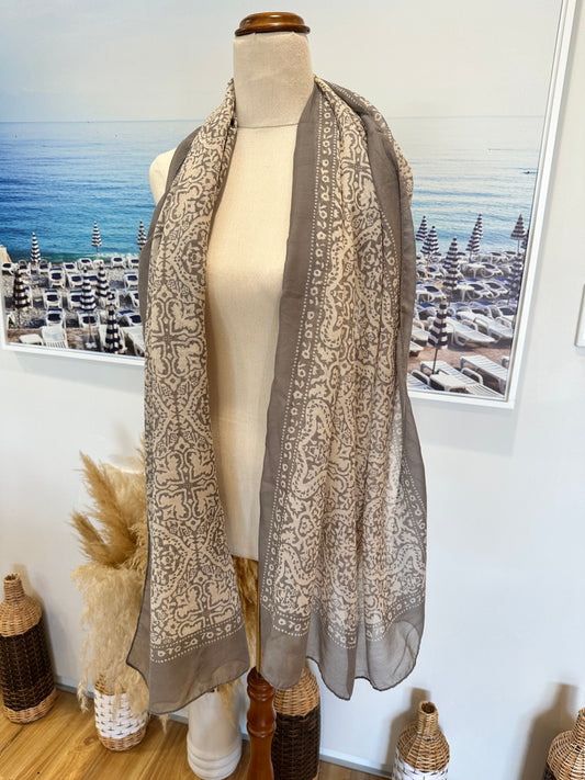 Scarf - Beige and Grey