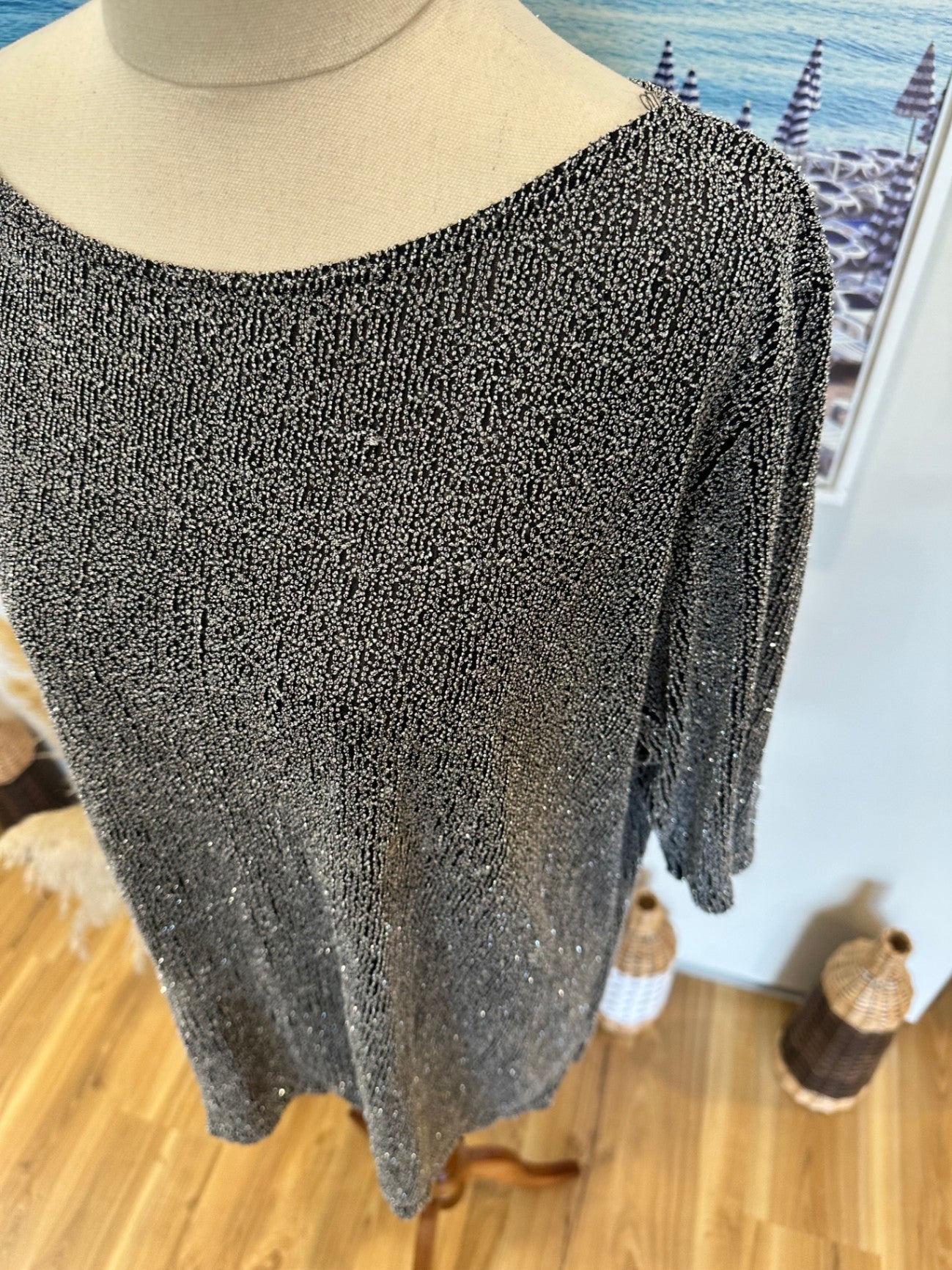 Black + Silver Knit Top