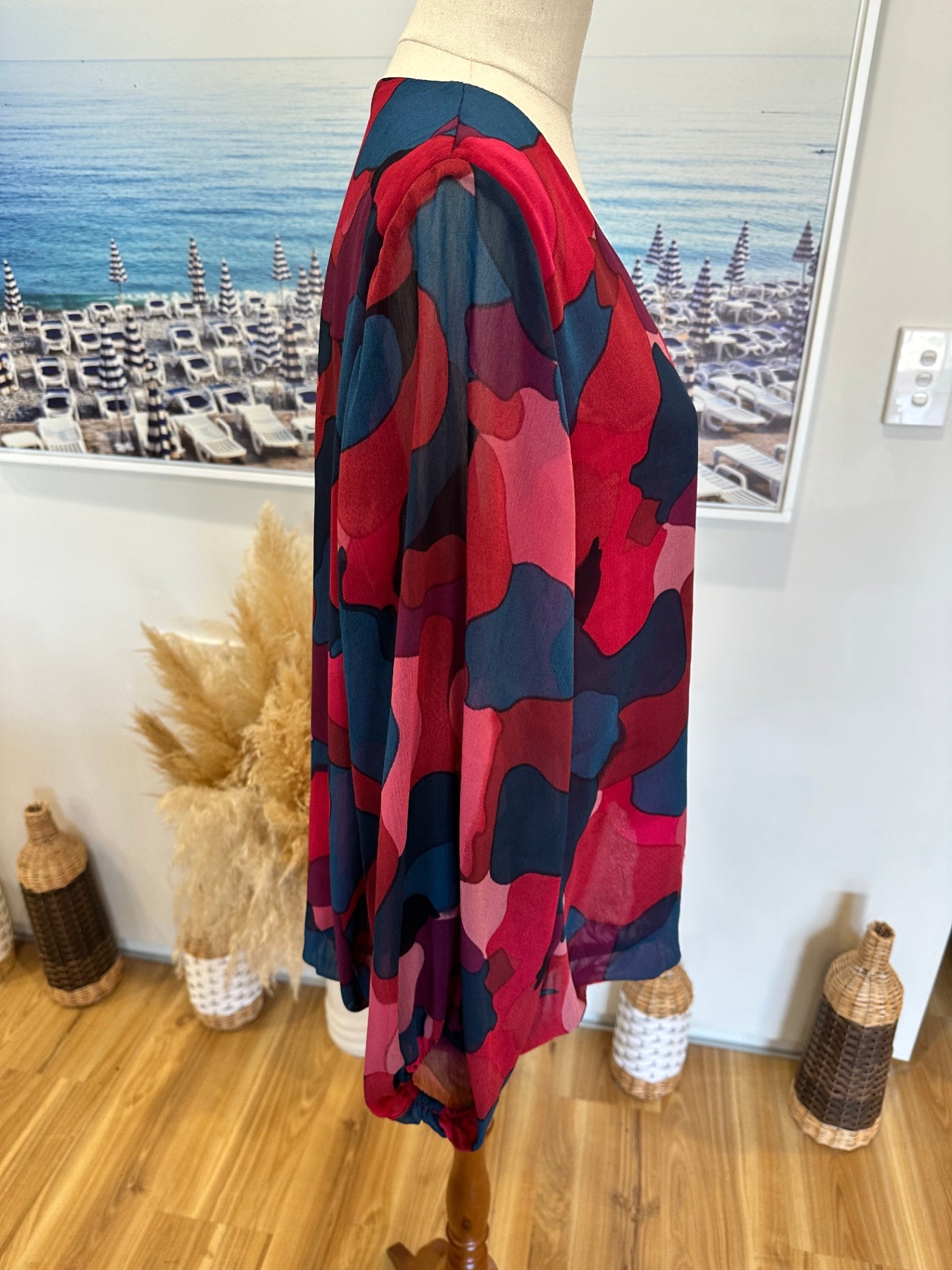 K&K Blouse Small (approx 14) - Reds, pinks, blues, and purples