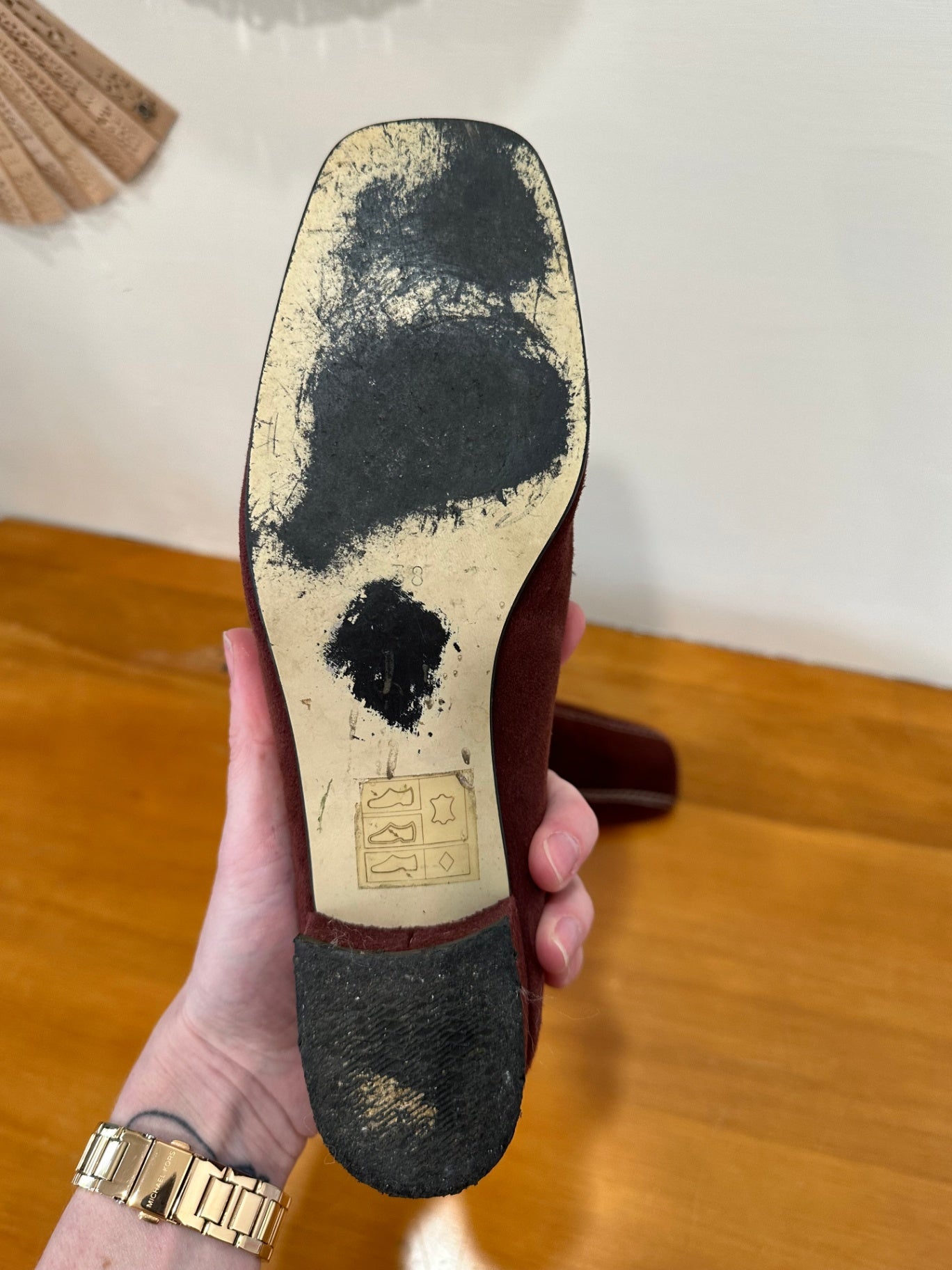 Laura Ashley - Suede Loafers - Size EU 38 - Burgundy [Some wear including water staining]