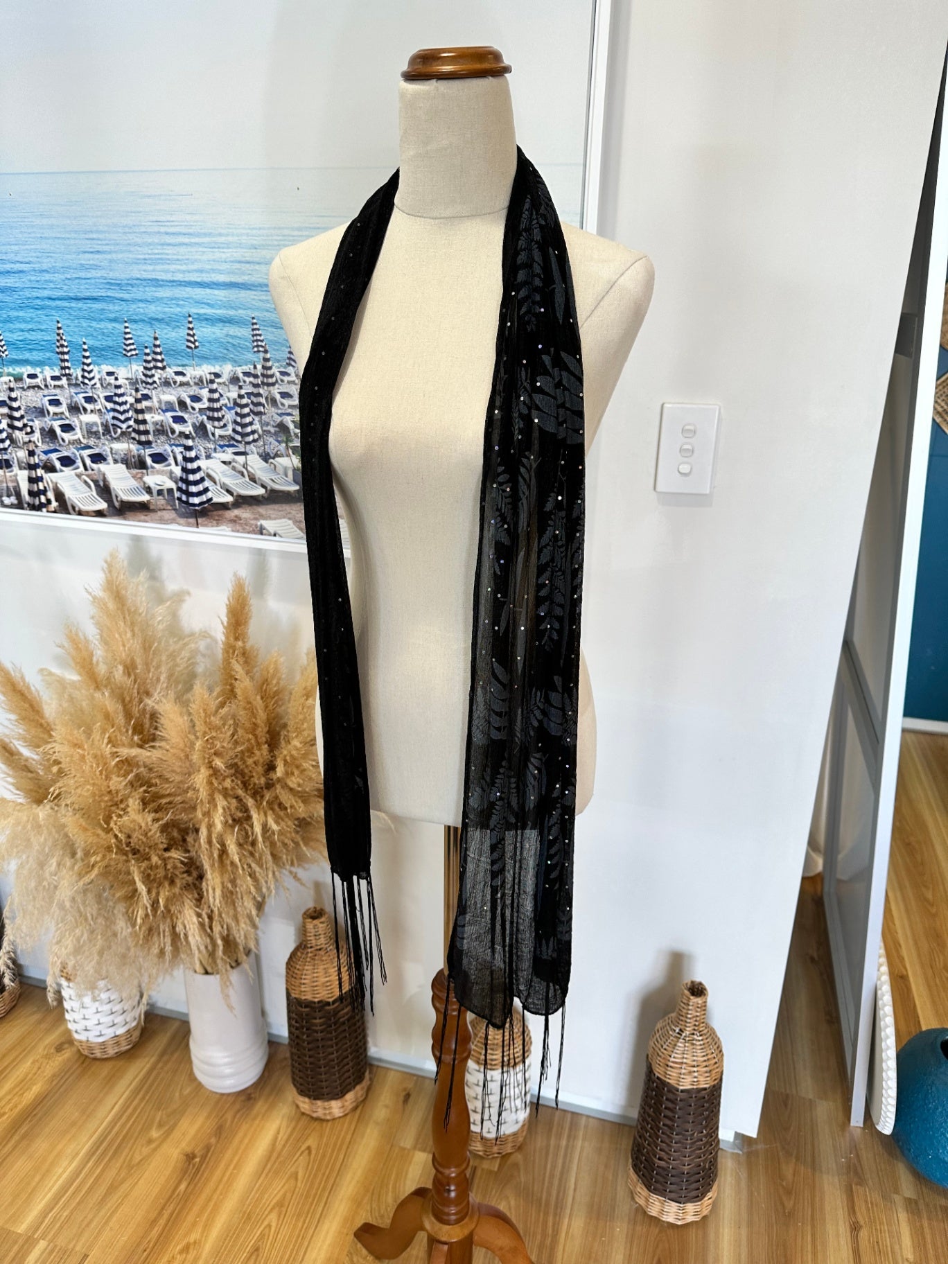 Duo (x2) Black and Silver Scarf Set