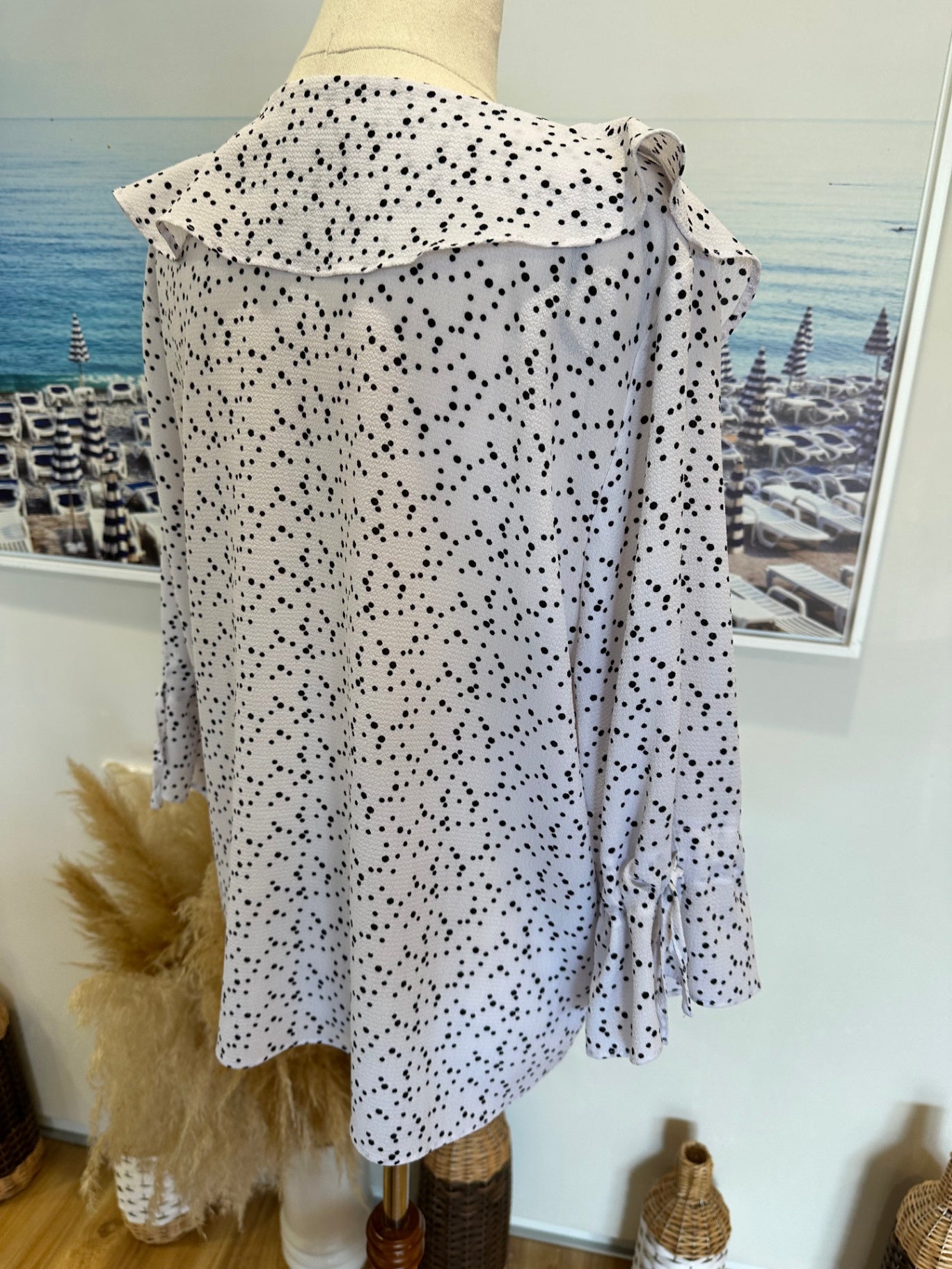 Forcast Blouse - Size 12 - White with black polka dots