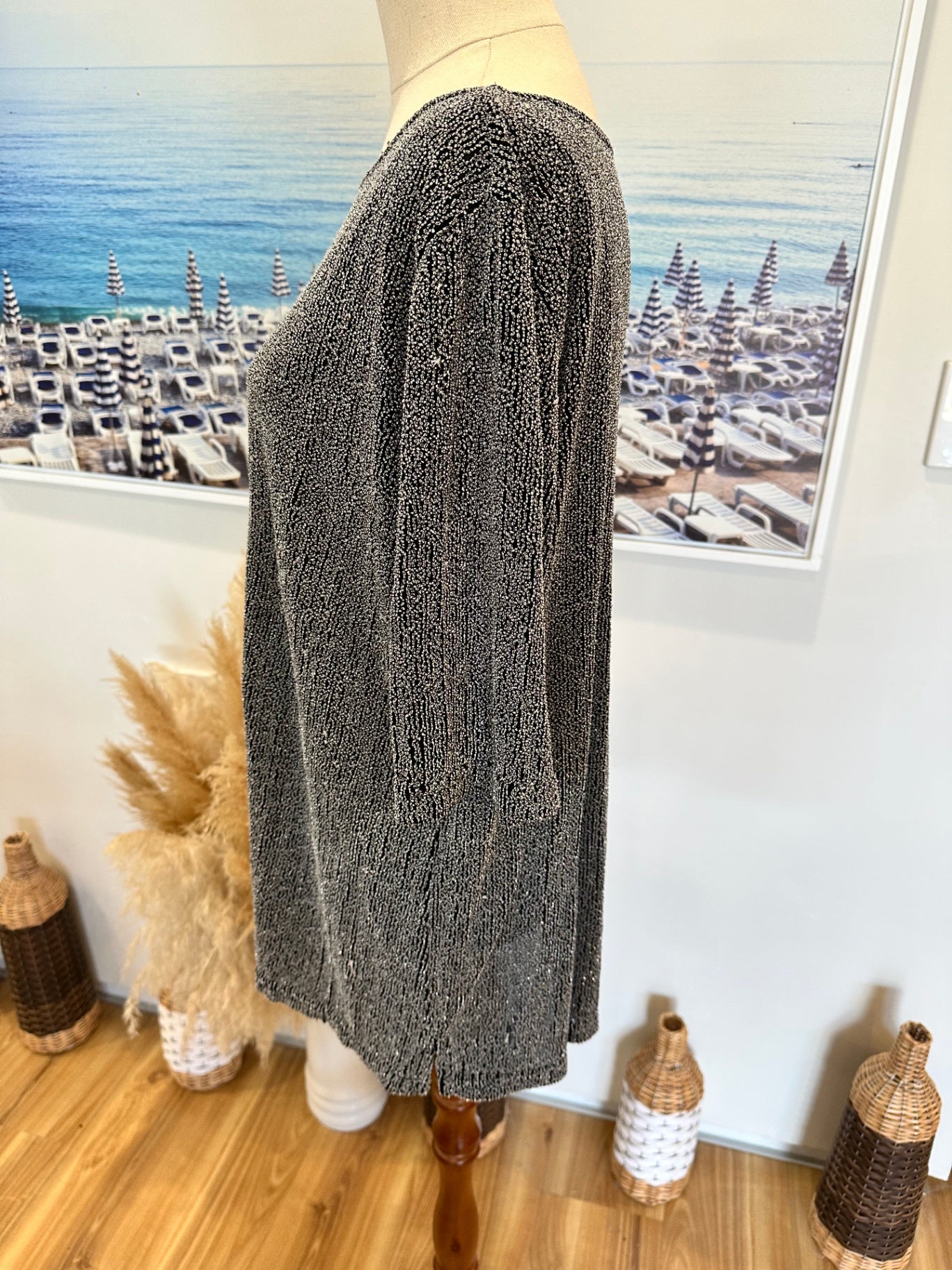 Black + Silver Knit Top