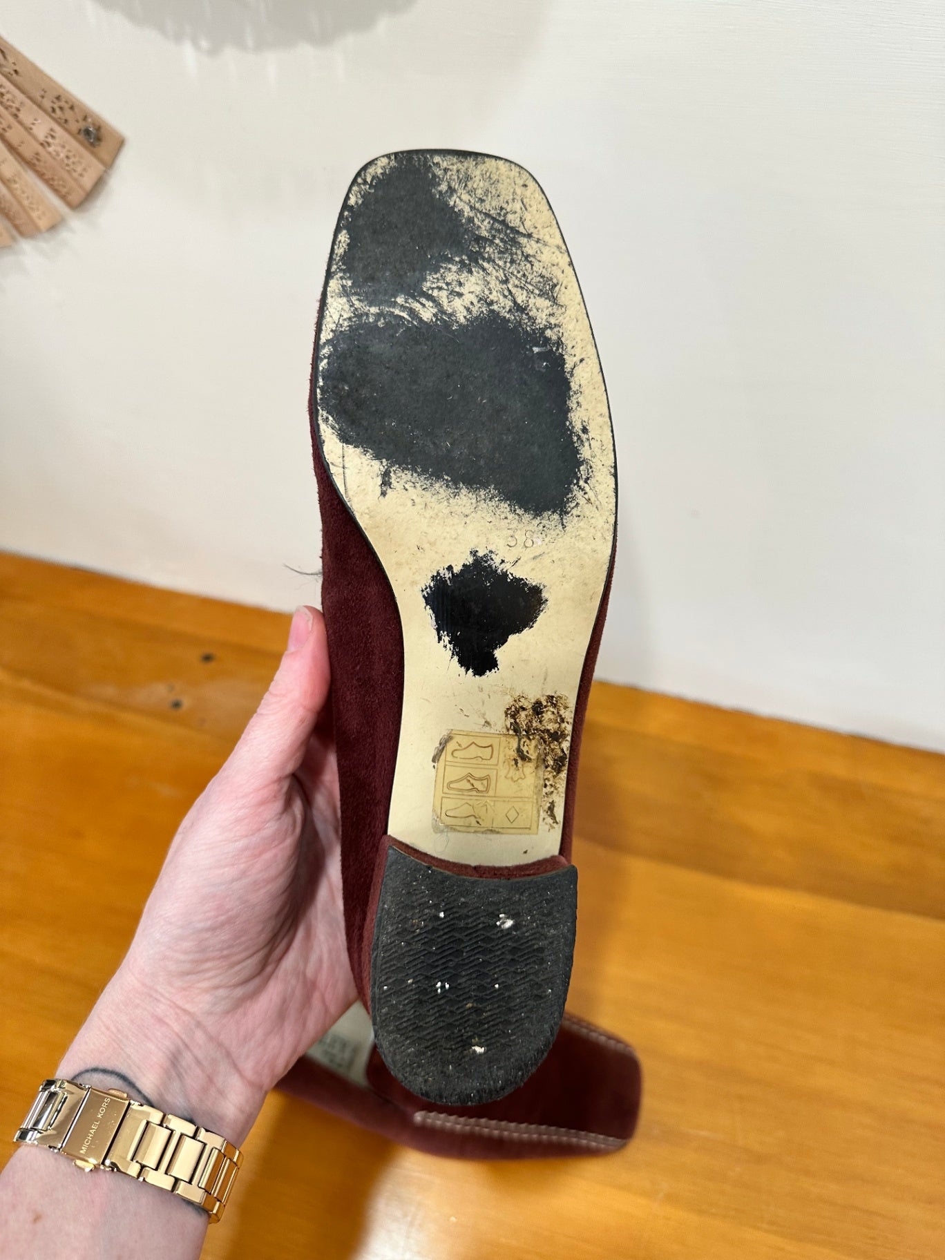 Laura Ashley - Suede Loafers - Size EU 38 - Burgundy [Some wear including water staining]