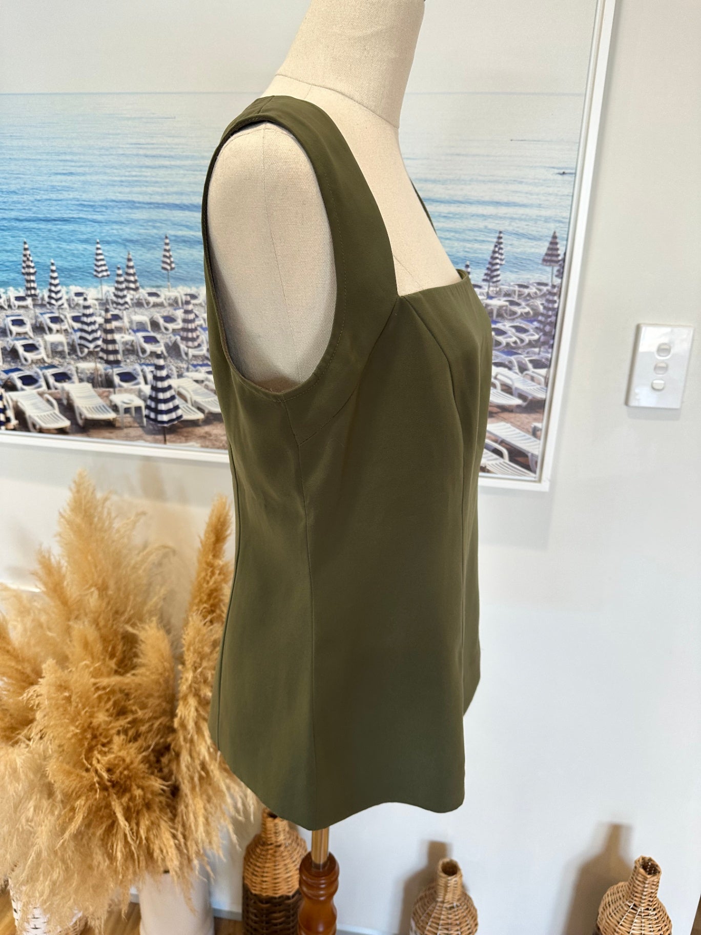 Sleeveless Blouse - Medium / Large - Olive Green