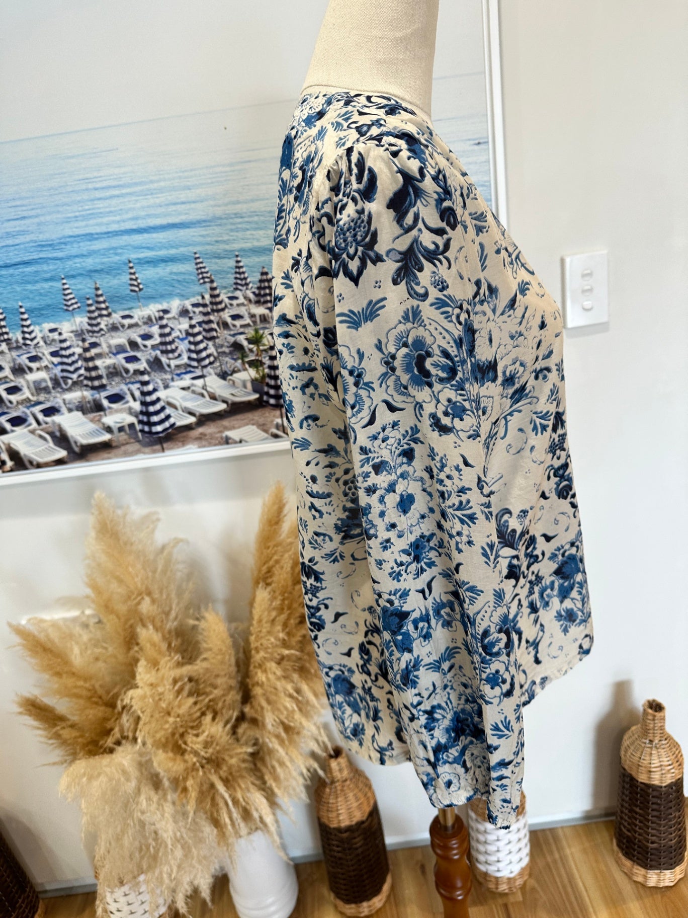 Art Style by Rebecca Herring Blouse - Size 10 - Blue + Cream