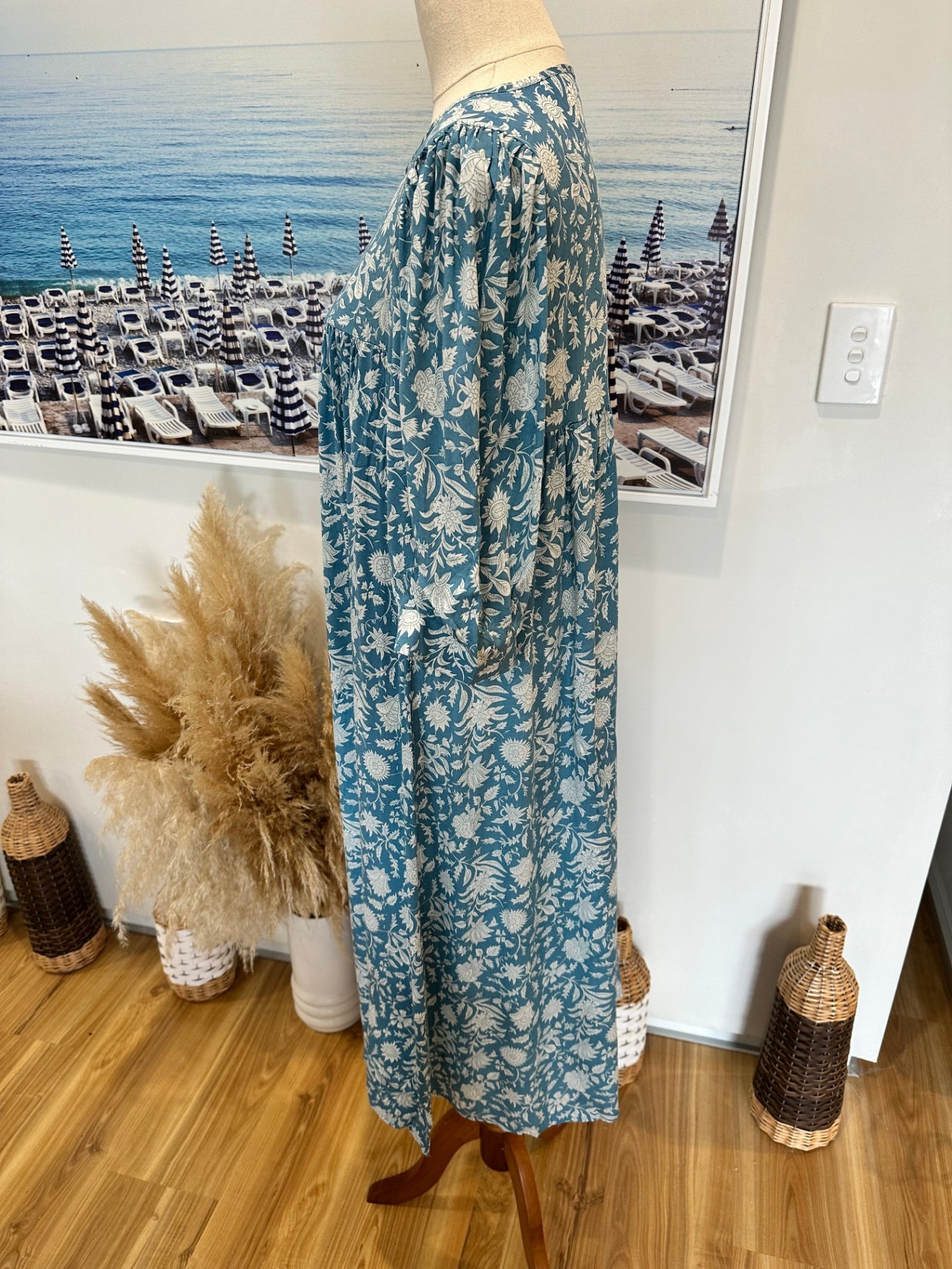 Bohemian Dress - Small - Blue and white
