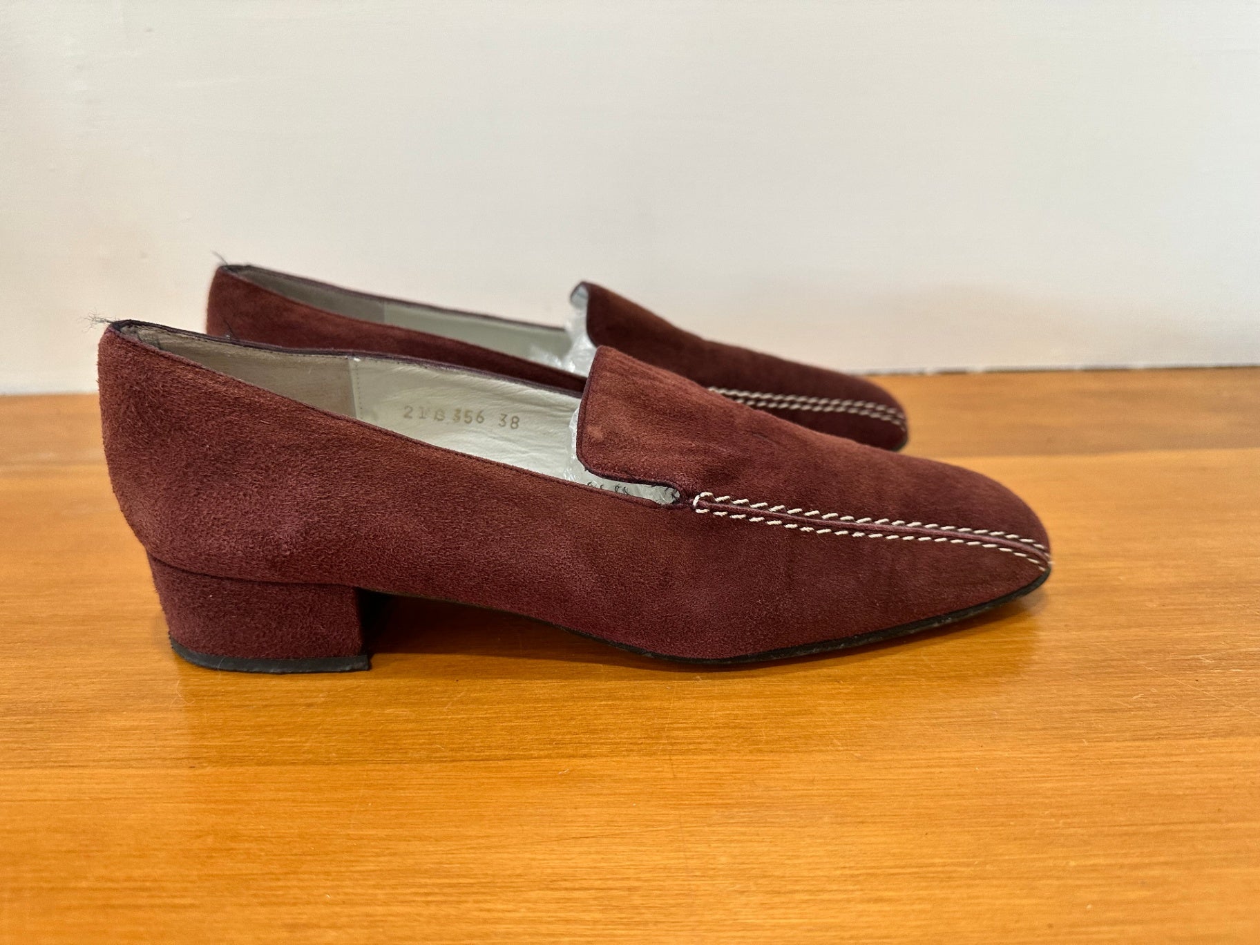Laura Ashley - Suede Loafers - Size EU 38 - Burgundy [Some wear including water staining]