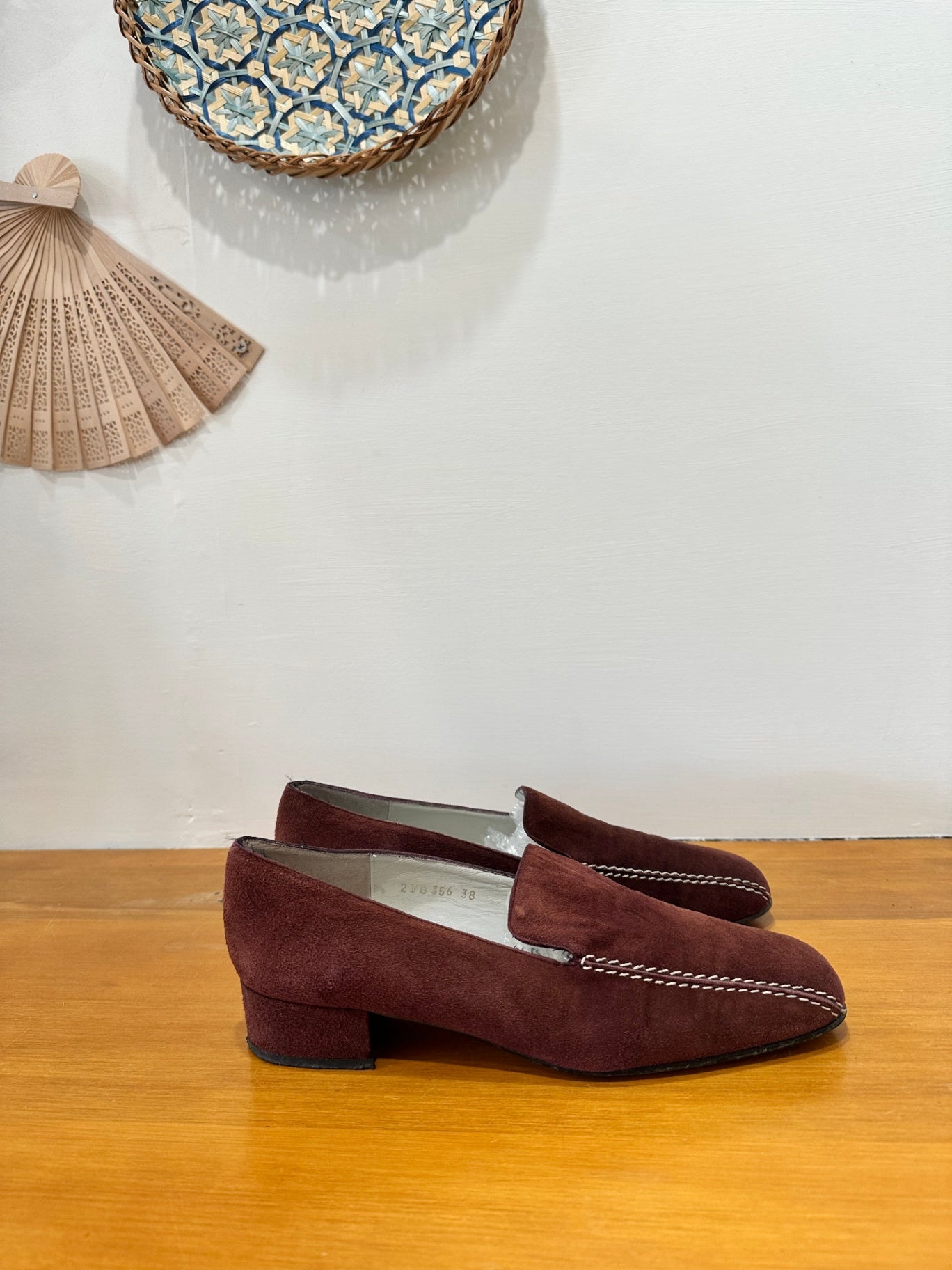 Laura Ashley - Suede Loafers - Size EU 38 - Burgundy [Some wear including water staining]