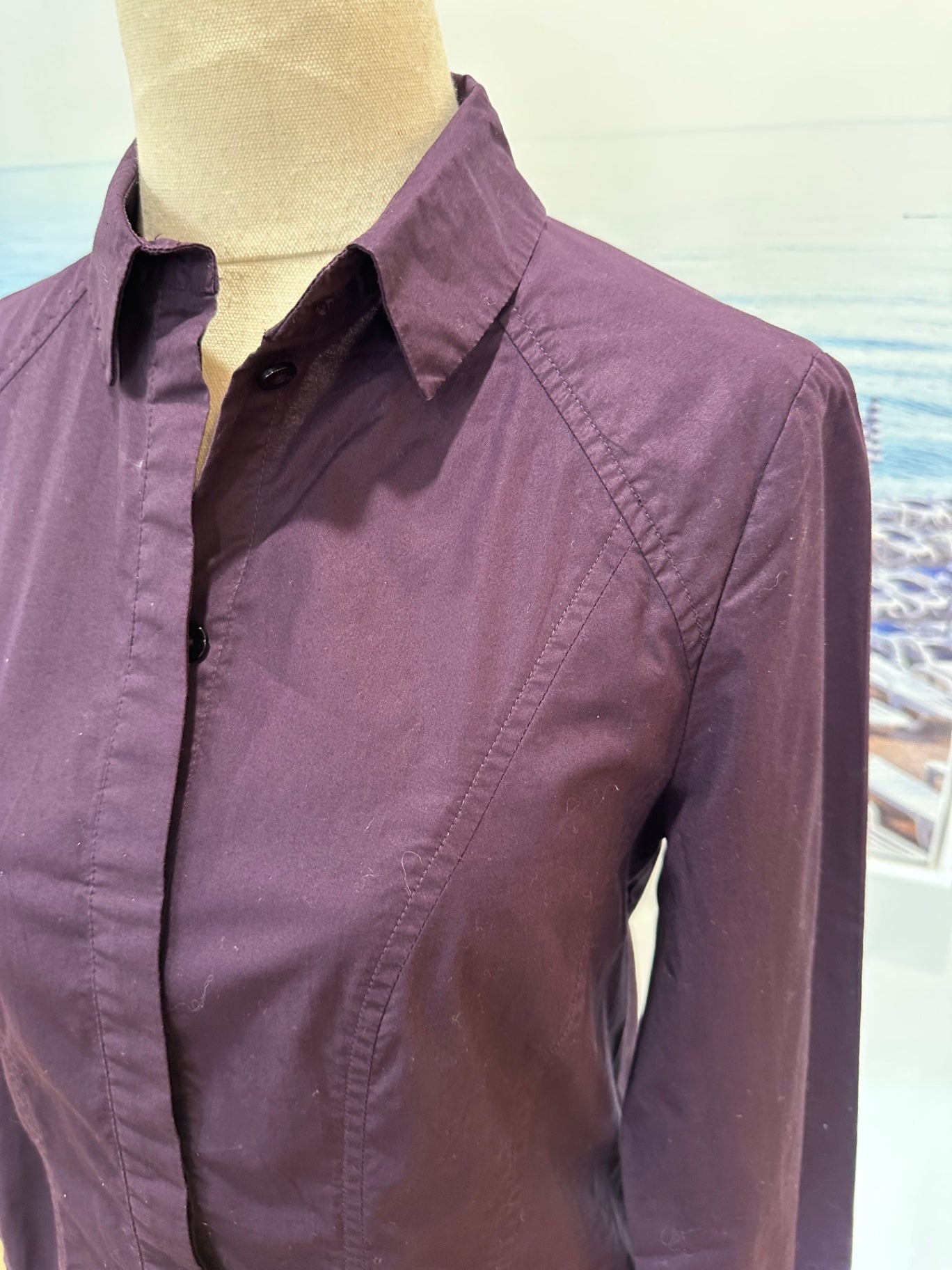 Veronika Maine - Classic Cotton Shirt - Size 6 - Plum Purple