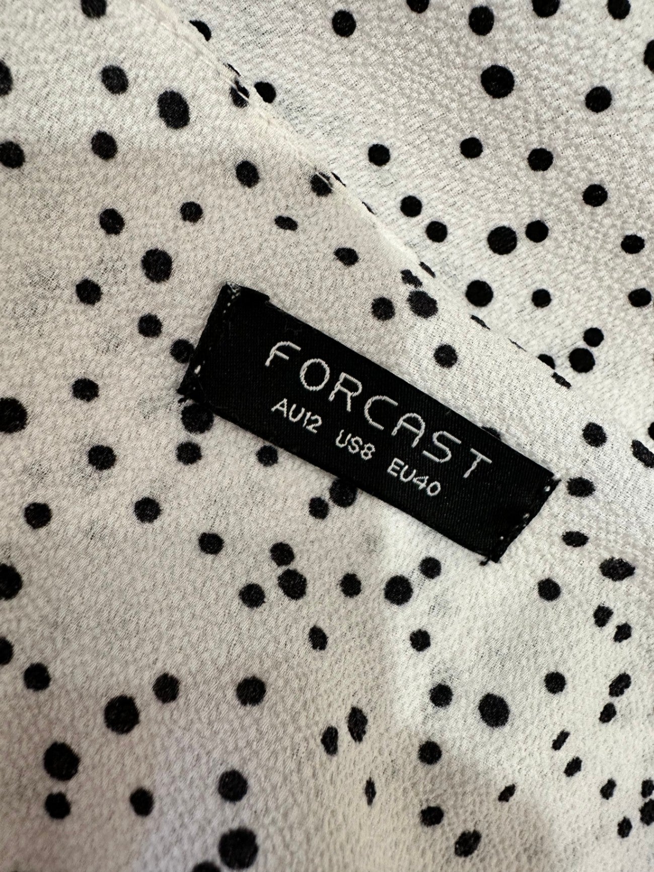 Forcast Blouse - Size 12 - White with black polka dots