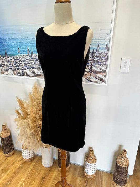 Black Velvet Mini-Dress - Small