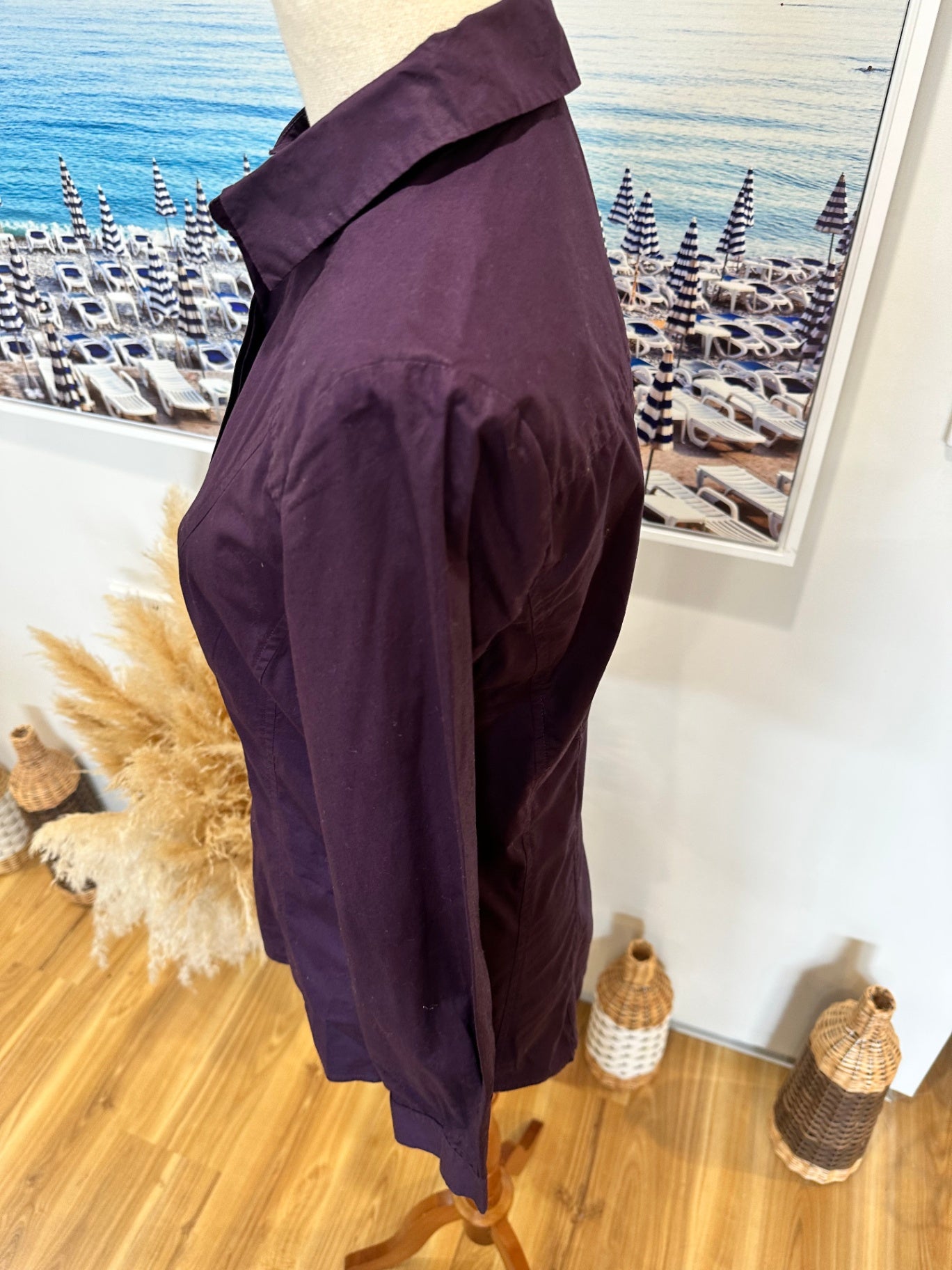 Veronika Maine - Classic Cotton Shirt - Size 6 - Plum Purple