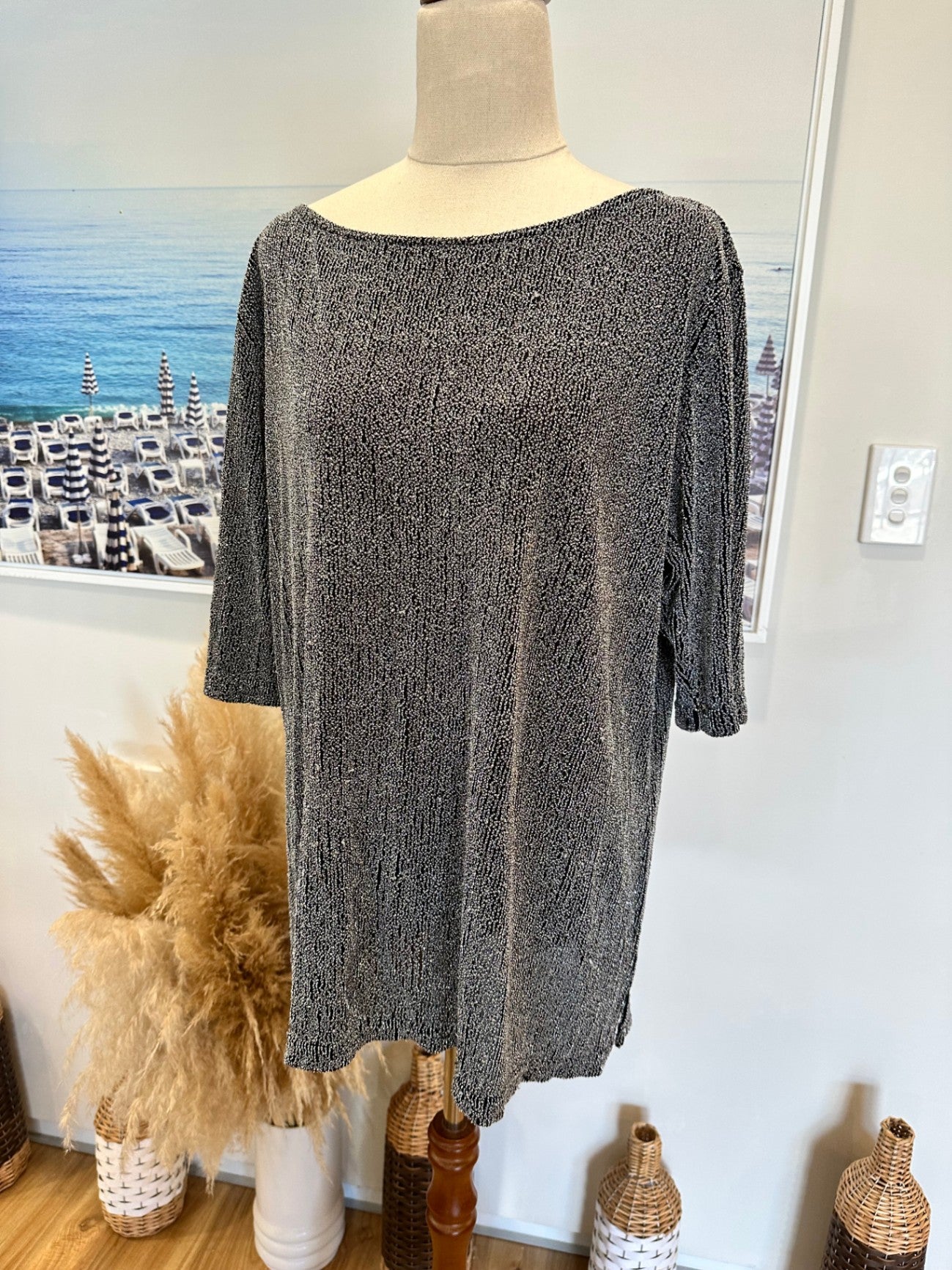 Black + Silver Knit Top