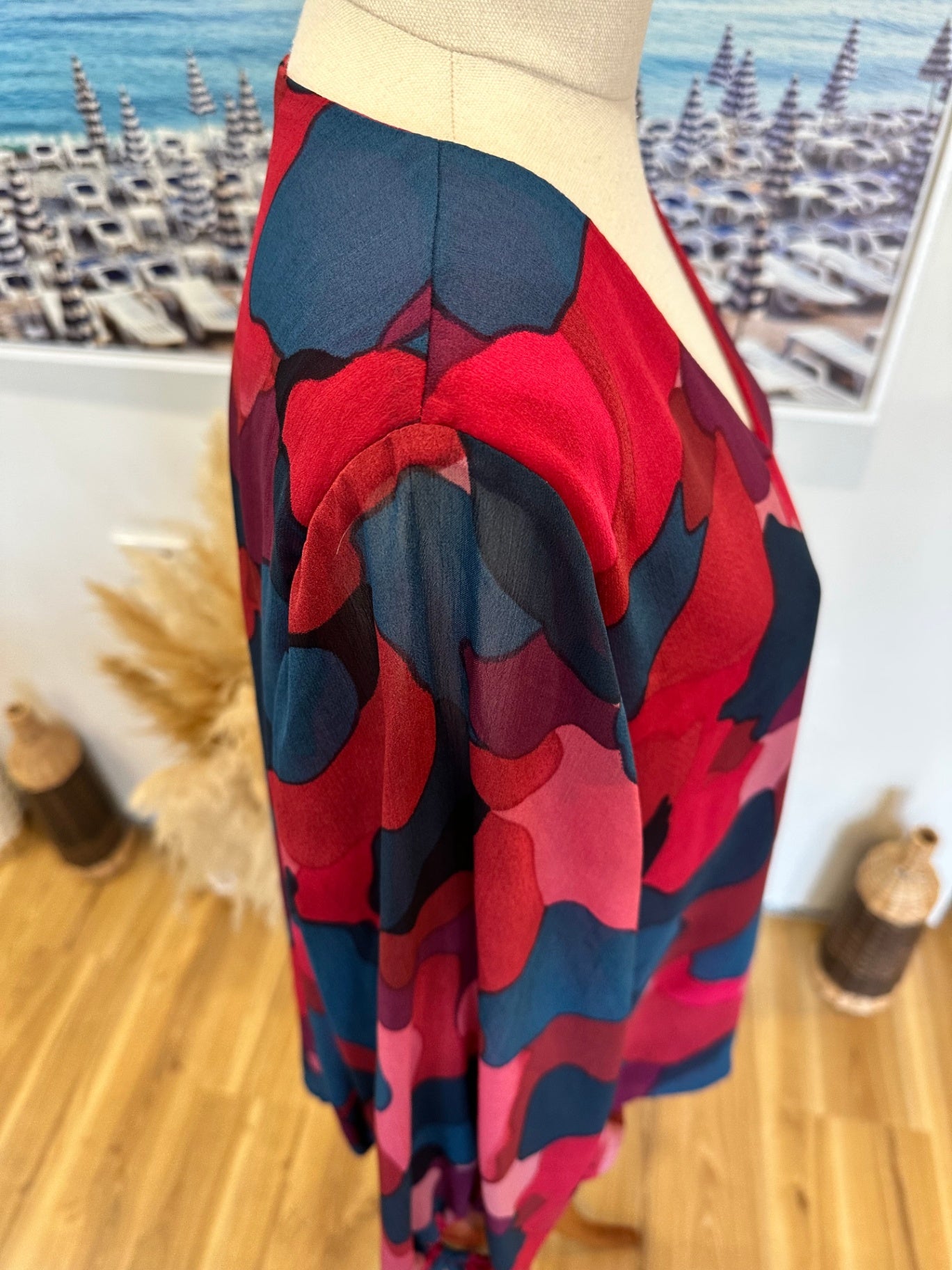 K&K Blouse Small (approx 14) - Reds, pinks, blues, and purples