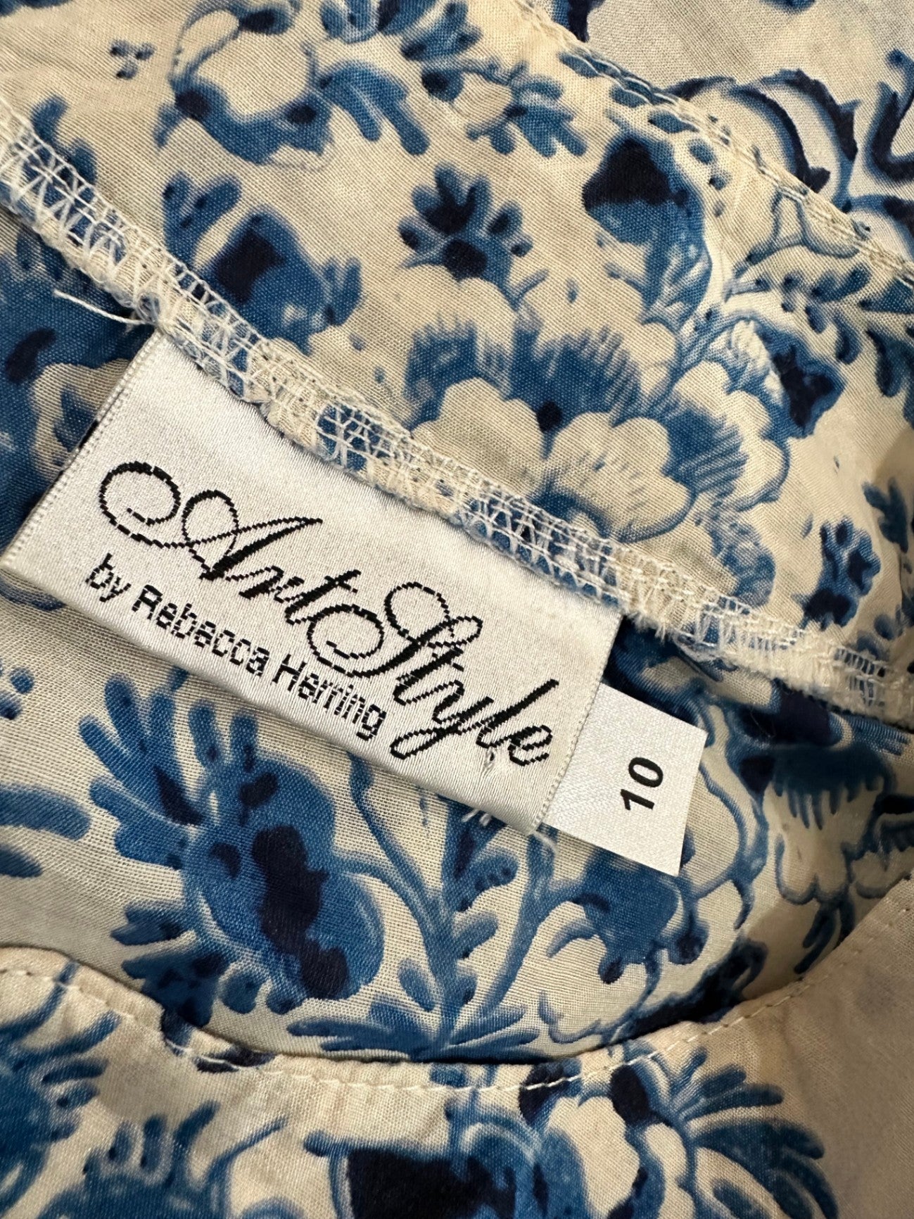 Art Style by Rebecca Herring Blouse - Size 10 - Blue + Cream