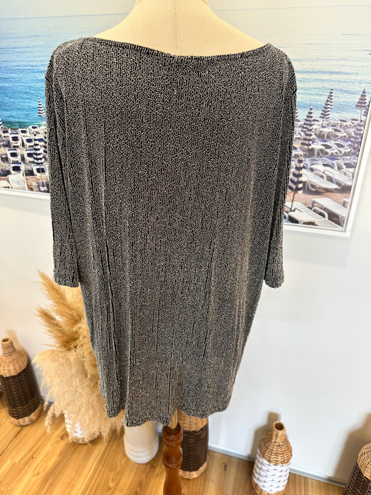 Black + Silver Knit Top