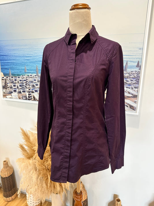 Veronika Maine - Classic Cotton Shirt - Size 6 - Plum Purple