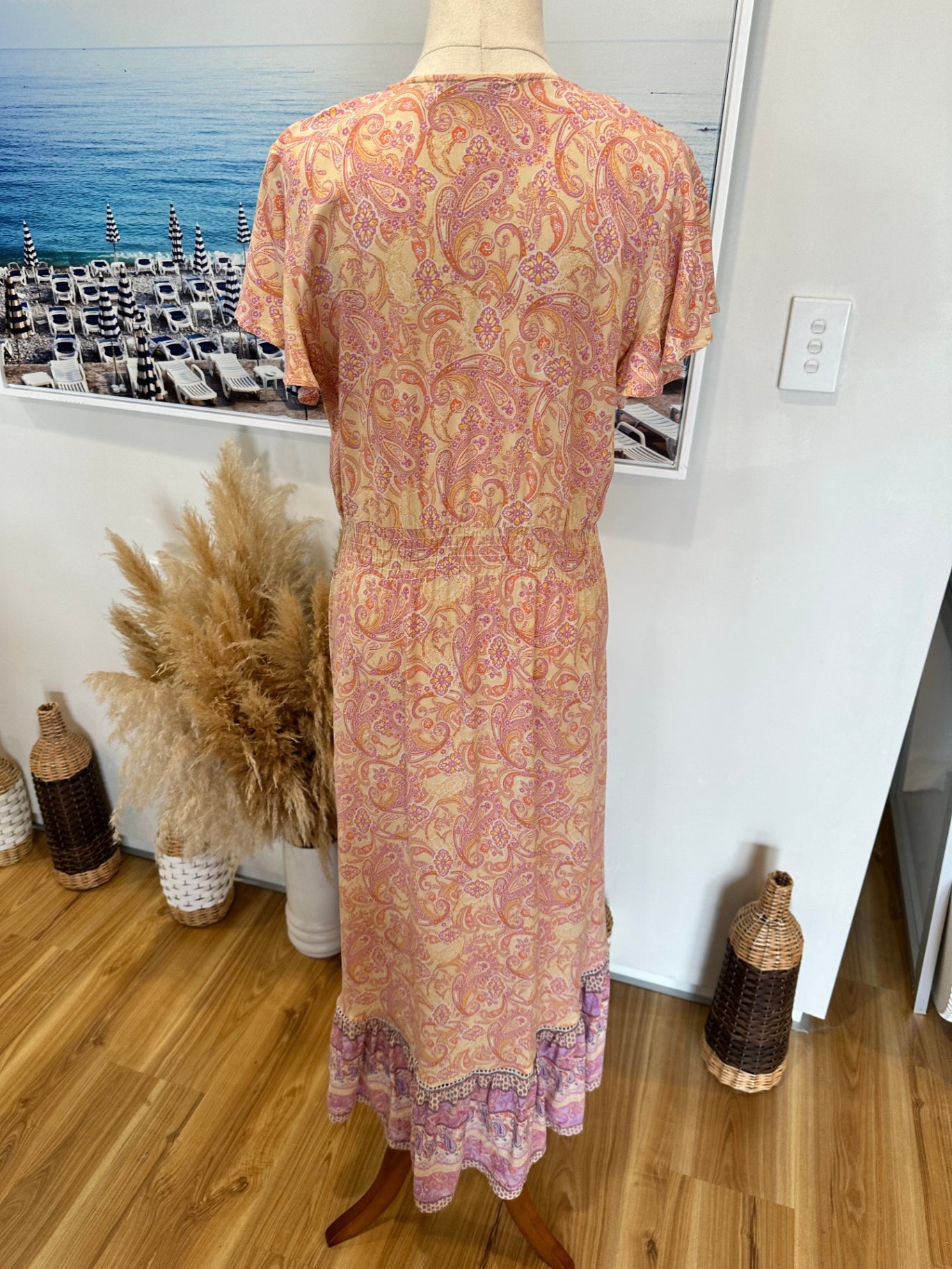 Salty Bright - Bohemian Dress - Size 8 - Pink, purple, orange, beige
