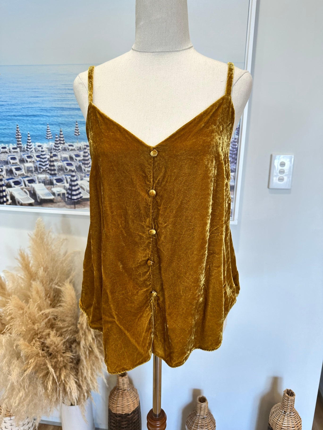 Mineral - Velvet Singlet - Size 8 - Mustard gold