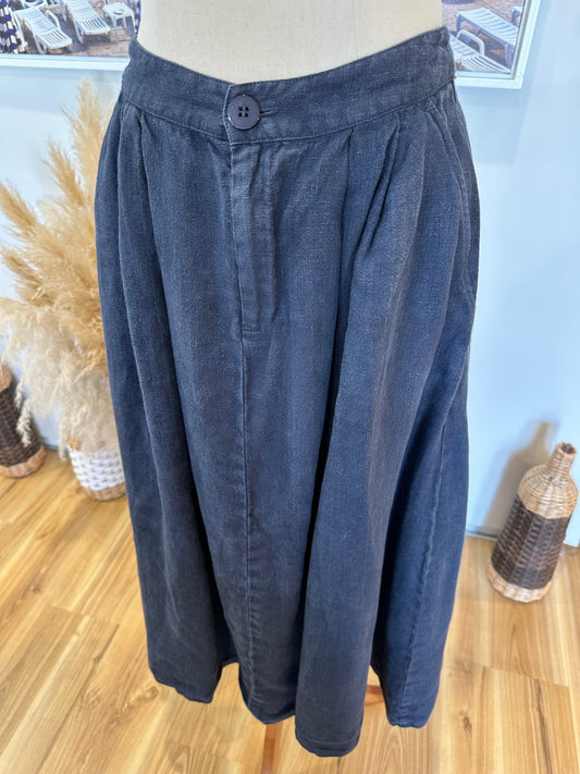 Gorman - 100% Linen Skirt - Size 8 - Dark Blue