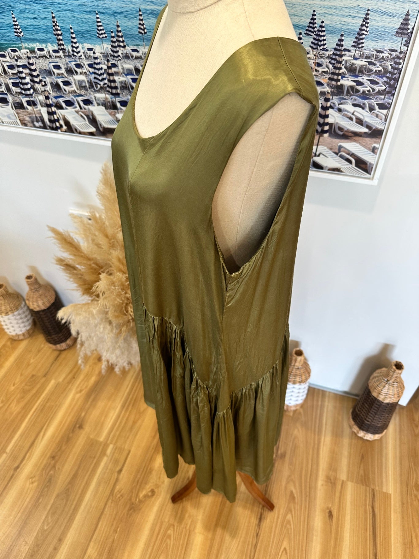 Artisan - Silk Blend Dress - Size 14 - Olive green