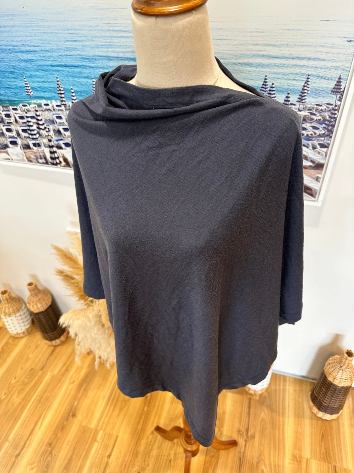 Limmerz - Merino Poncho - One Size - Navy Blue