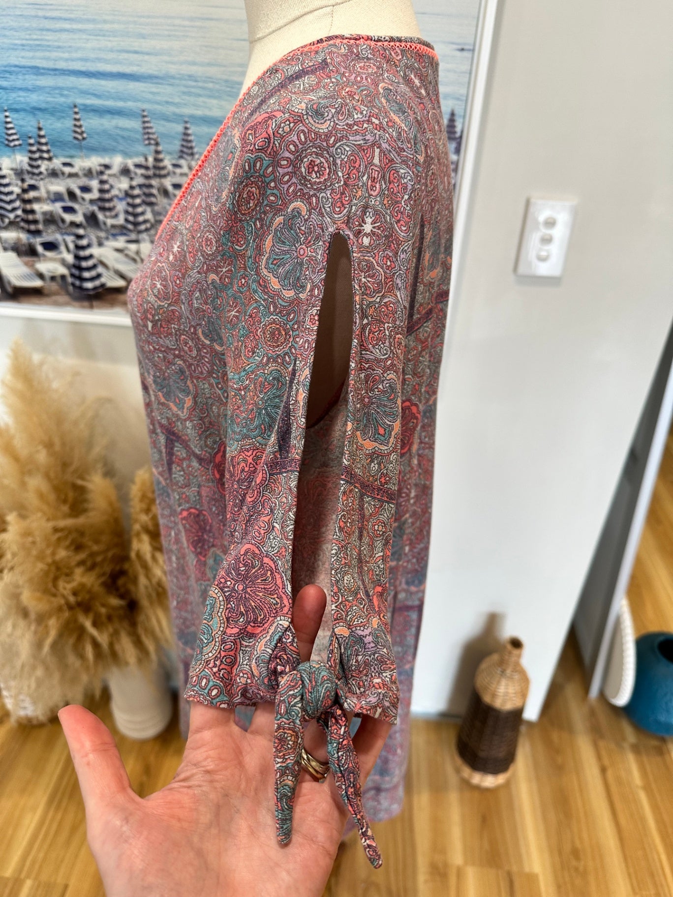 Next - Bohemian Dress - Size 16 - Purple / Pink Paisley