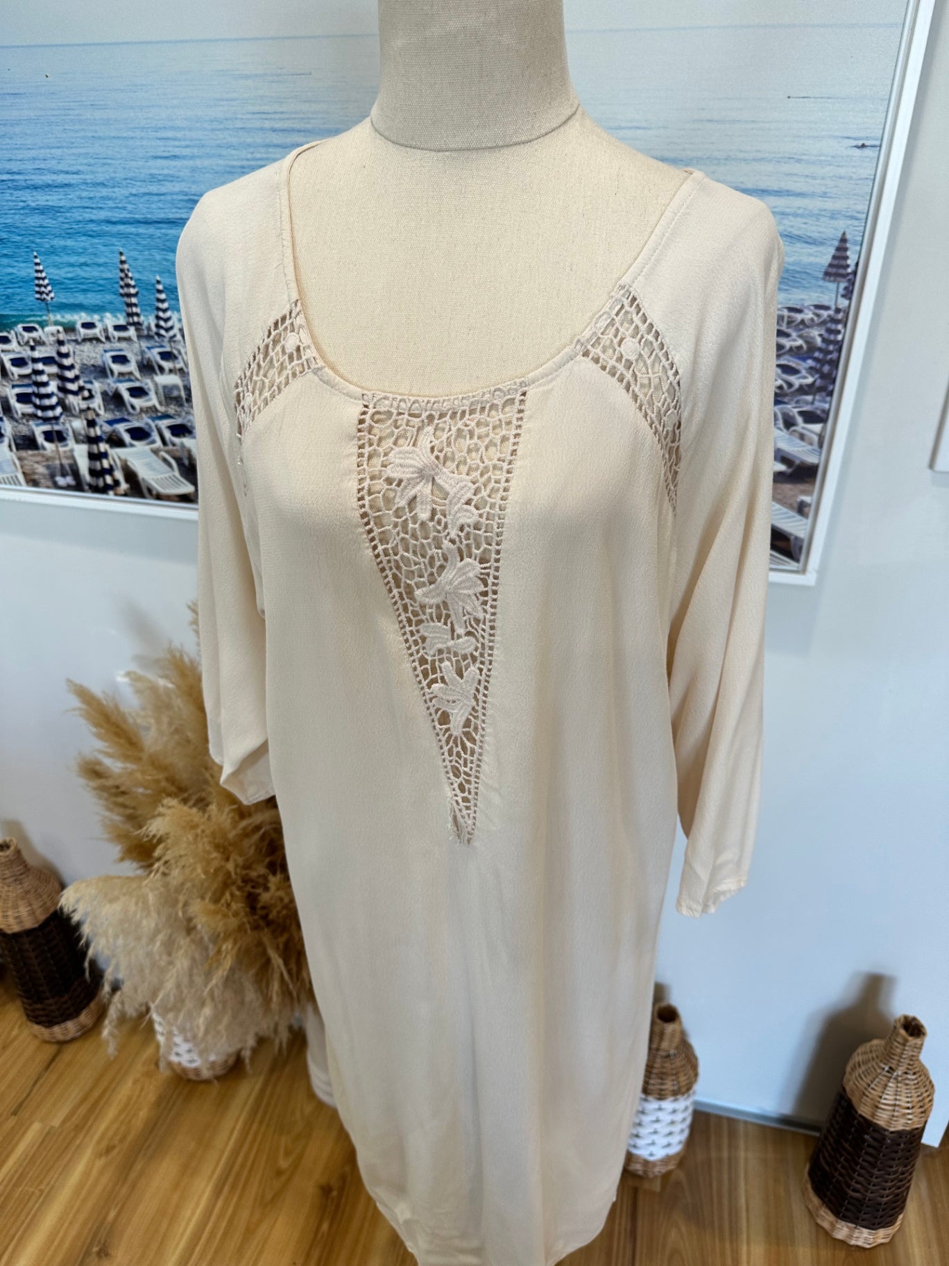 Glassons - Bohemian Dress - Size 16 - Cream