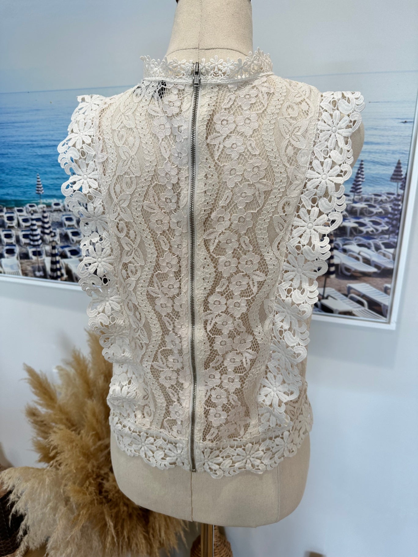 Dotti - Lace Top - Size 10 - White