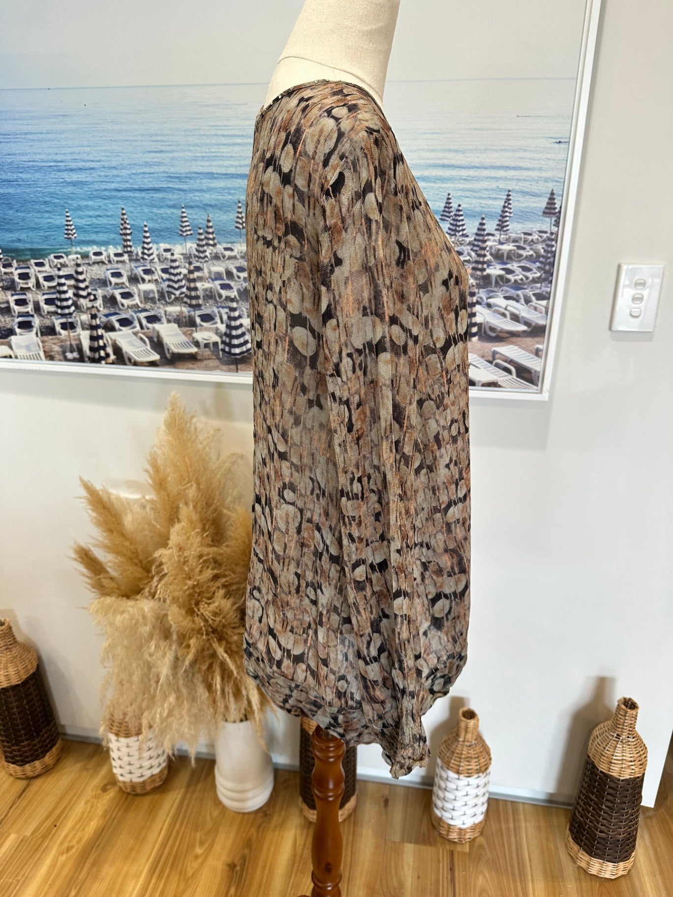 Fray the Label - Blouse - Size 10 - Grey / Brown / Orange