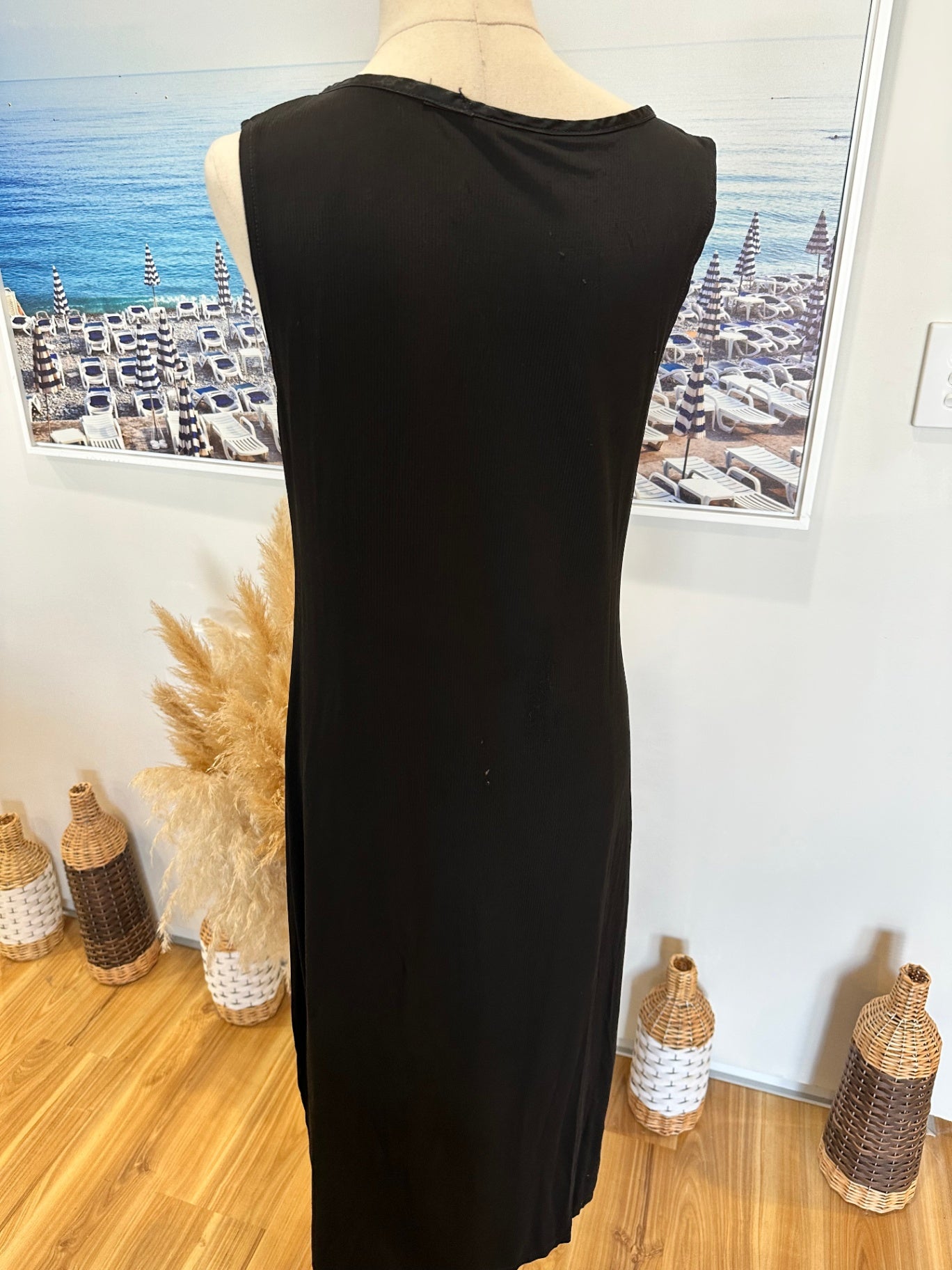Flow - Made in New Zealand Dress - Small - Black w Feathers [Flaw on back]
