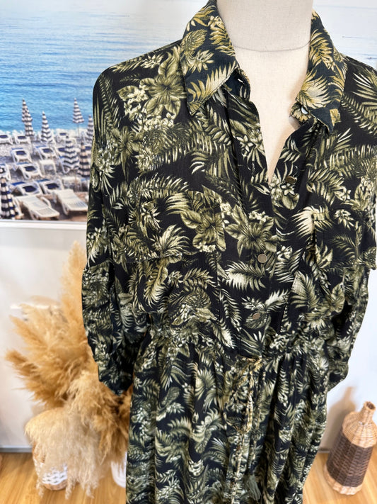 Zara Dress - Medium - Black + Tropical