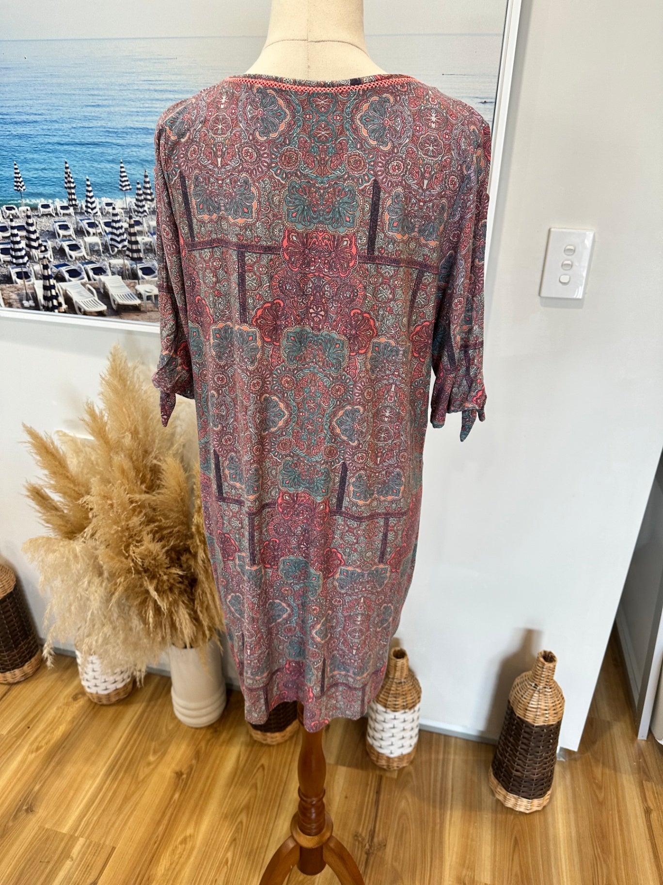 Next - Bohemian Dress - Size 16 - Purple / Pink Paisley